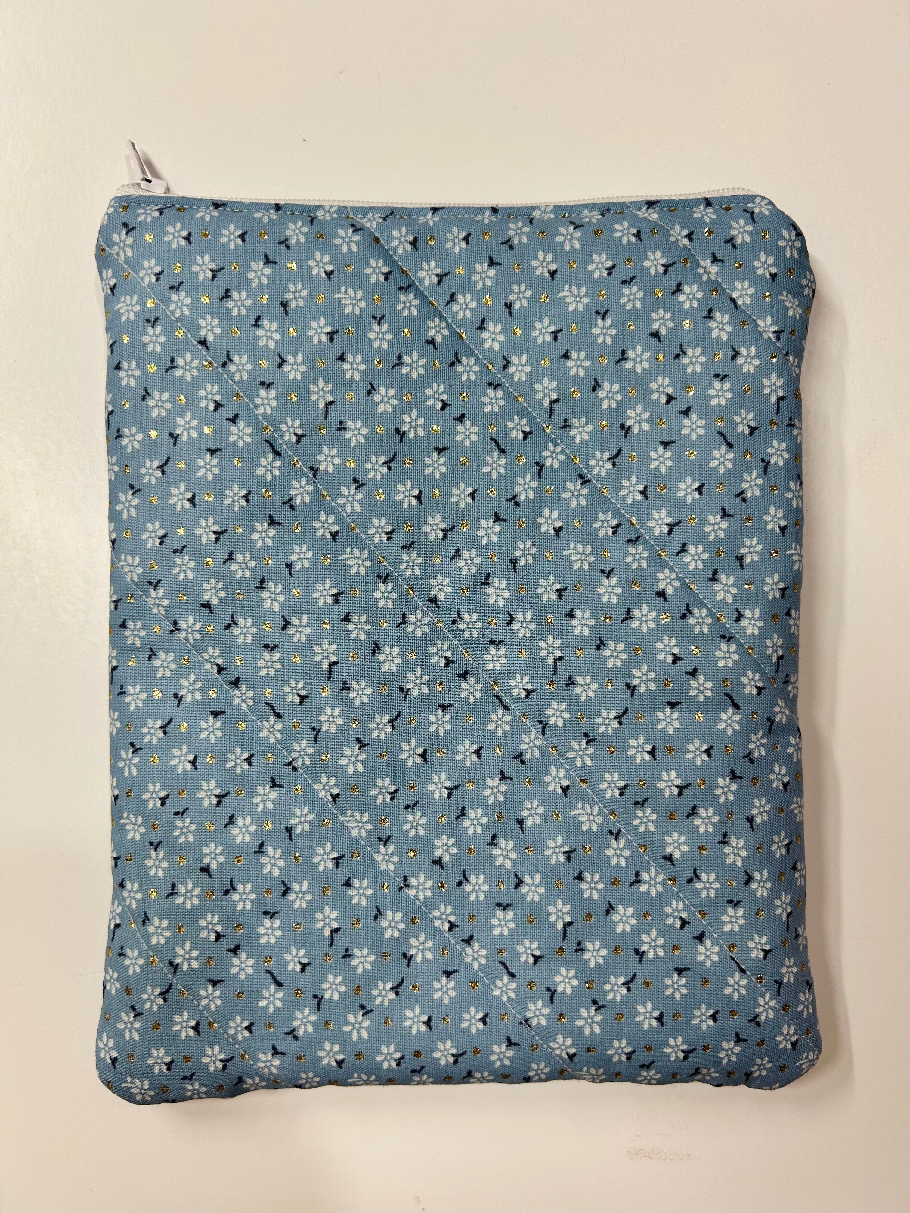 Blue Flower | Handmade Padded E-Reader Sleeve with Zip | Kindle & Kobo Case