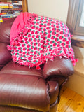 Pink Strawberry handmade fleece tie blanket