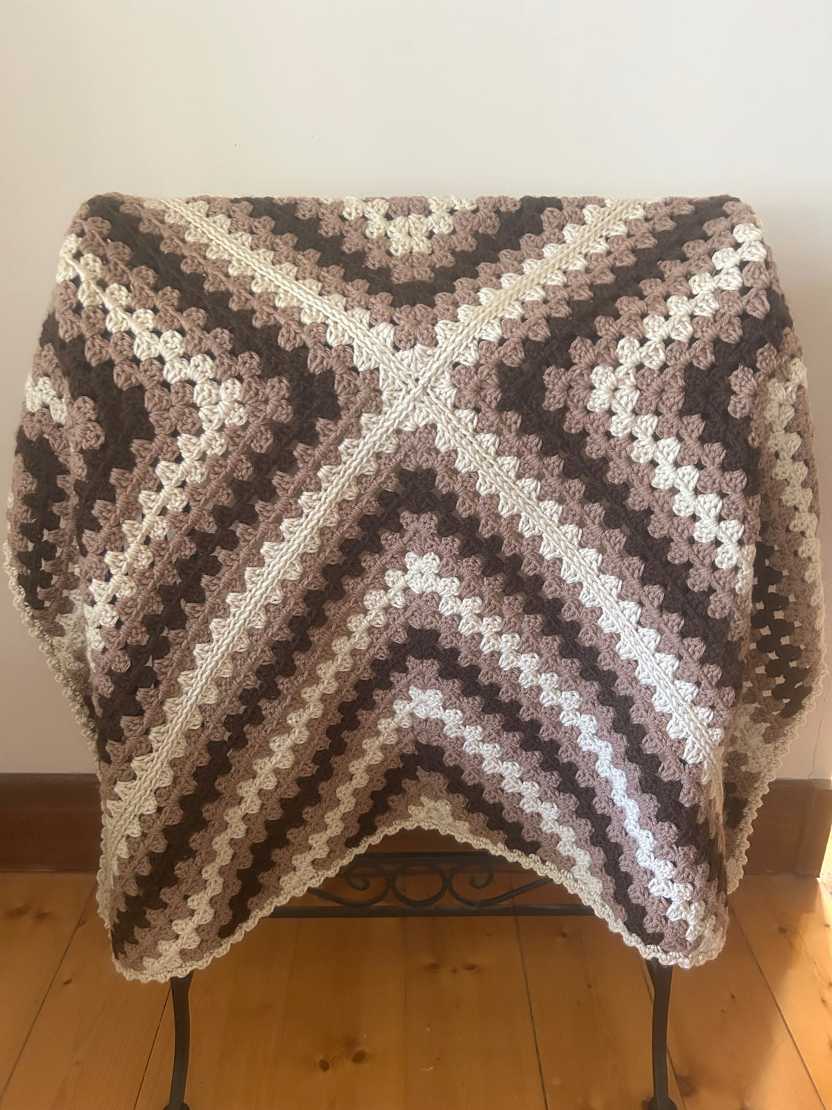 Daphne Afghan Crochet Baby Blanket - Neutral Brown