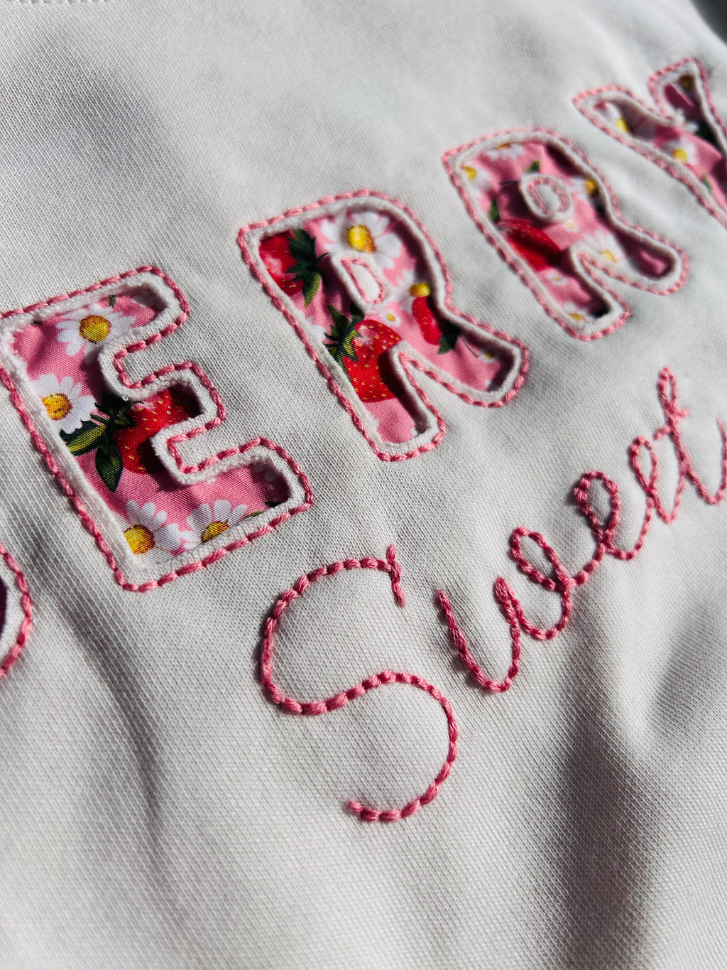 Girls Pink BERRY SWEET Embroidered Jumper