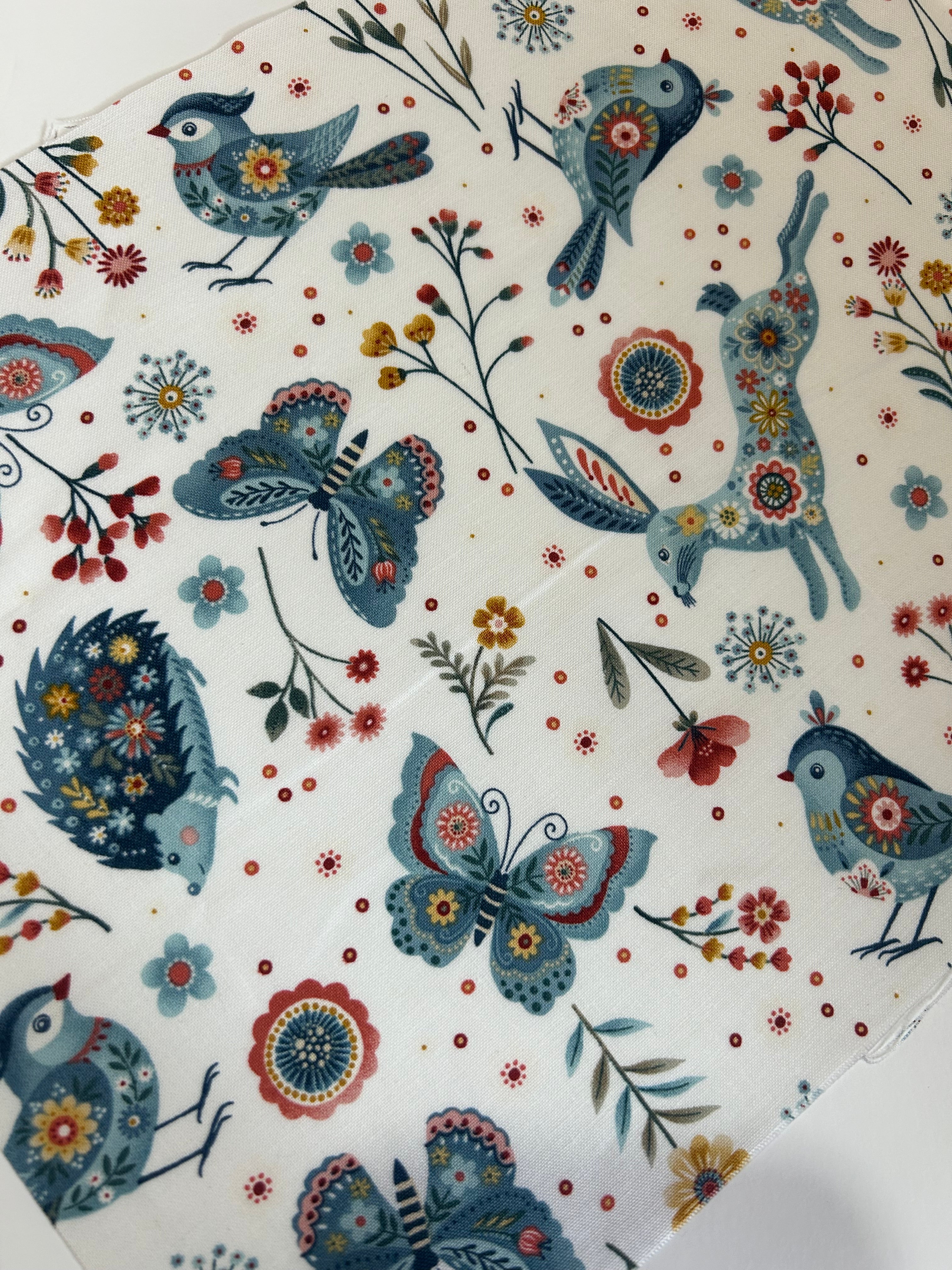 Large Butterfly and Bird| Handmade Padded E-Reader Sleeve with Zip | Kindle & Kobo Case