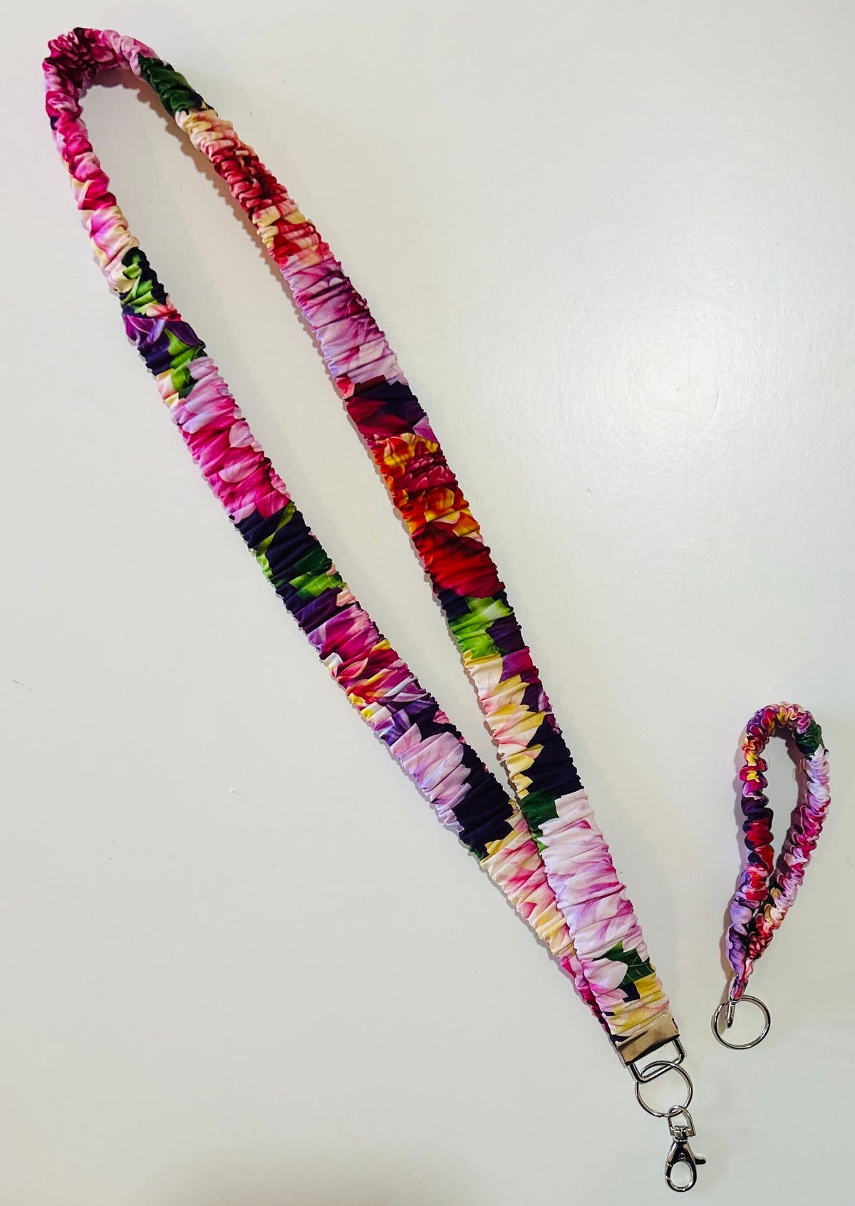 Purple Floral Scrunchie Lanyard/Keychain