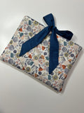 Blue and Orange Floral Book/Ipad Sleeve with Blue Lining and Ties