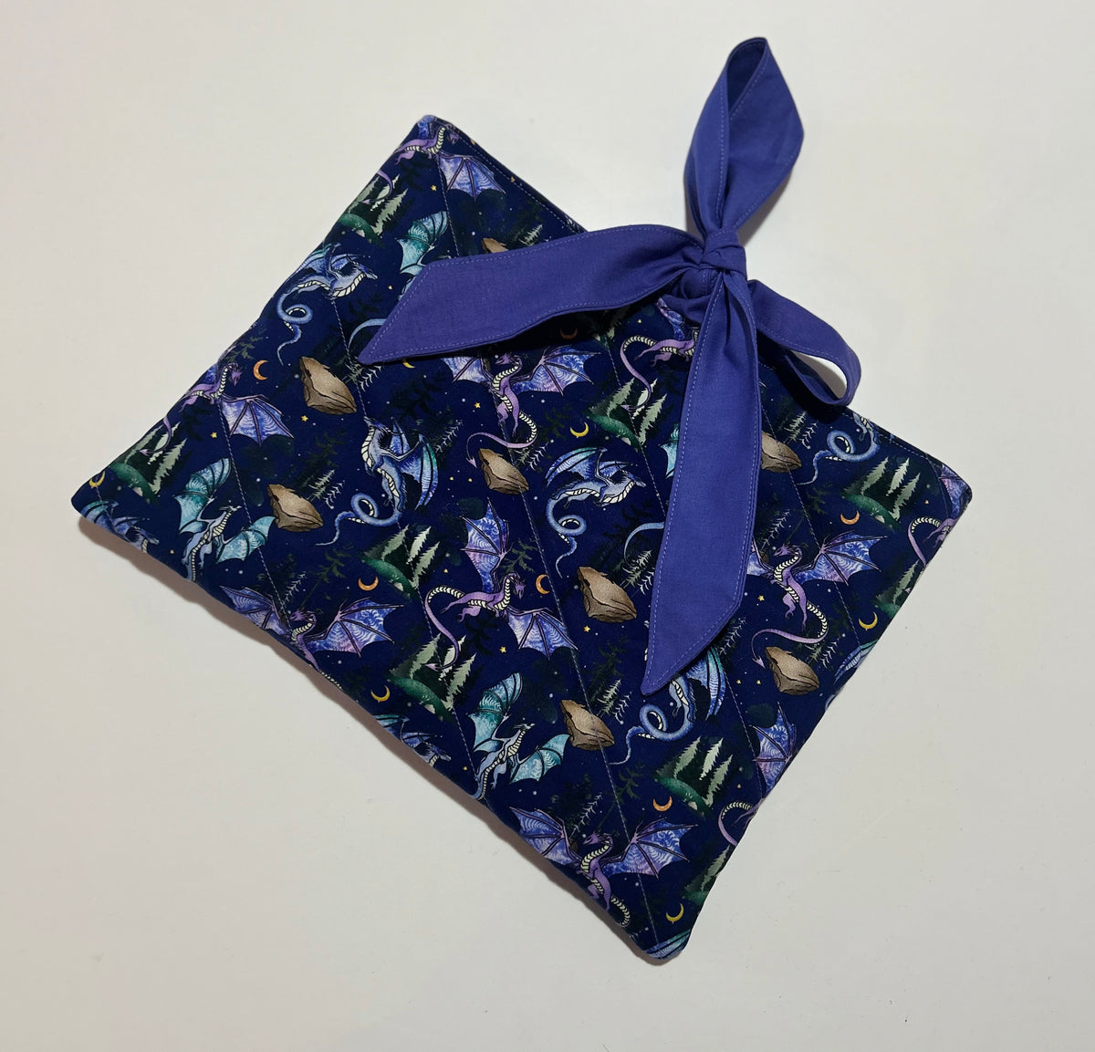 Fantasy Dragons Book/Ipad Sleeve with Purple Lining and Ties
