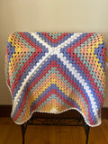 Daphne Afghan Crochet Baby Blanket - Rainbow (purple centre)