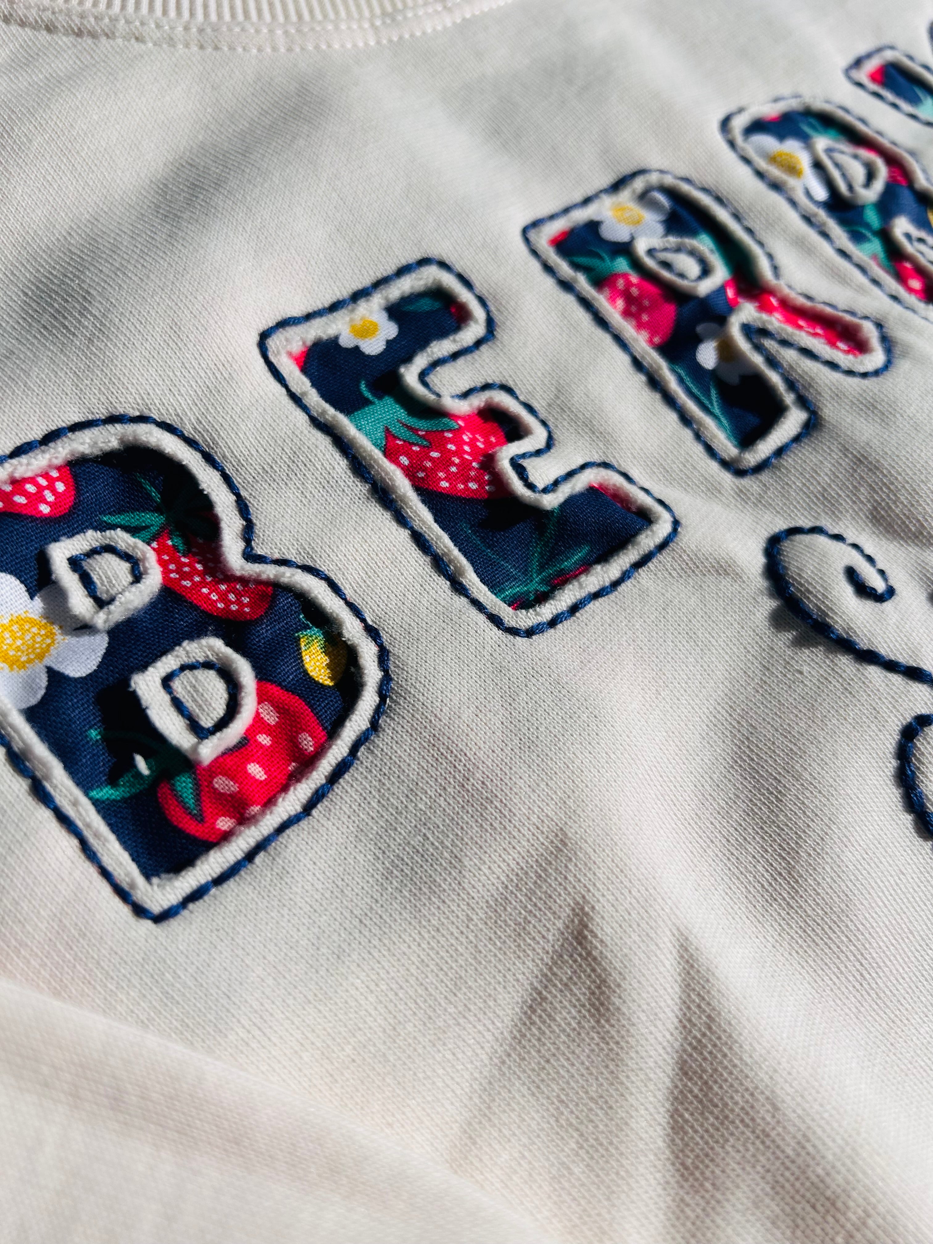 Girls Navy BERRY SWEET Embroidered Jumper