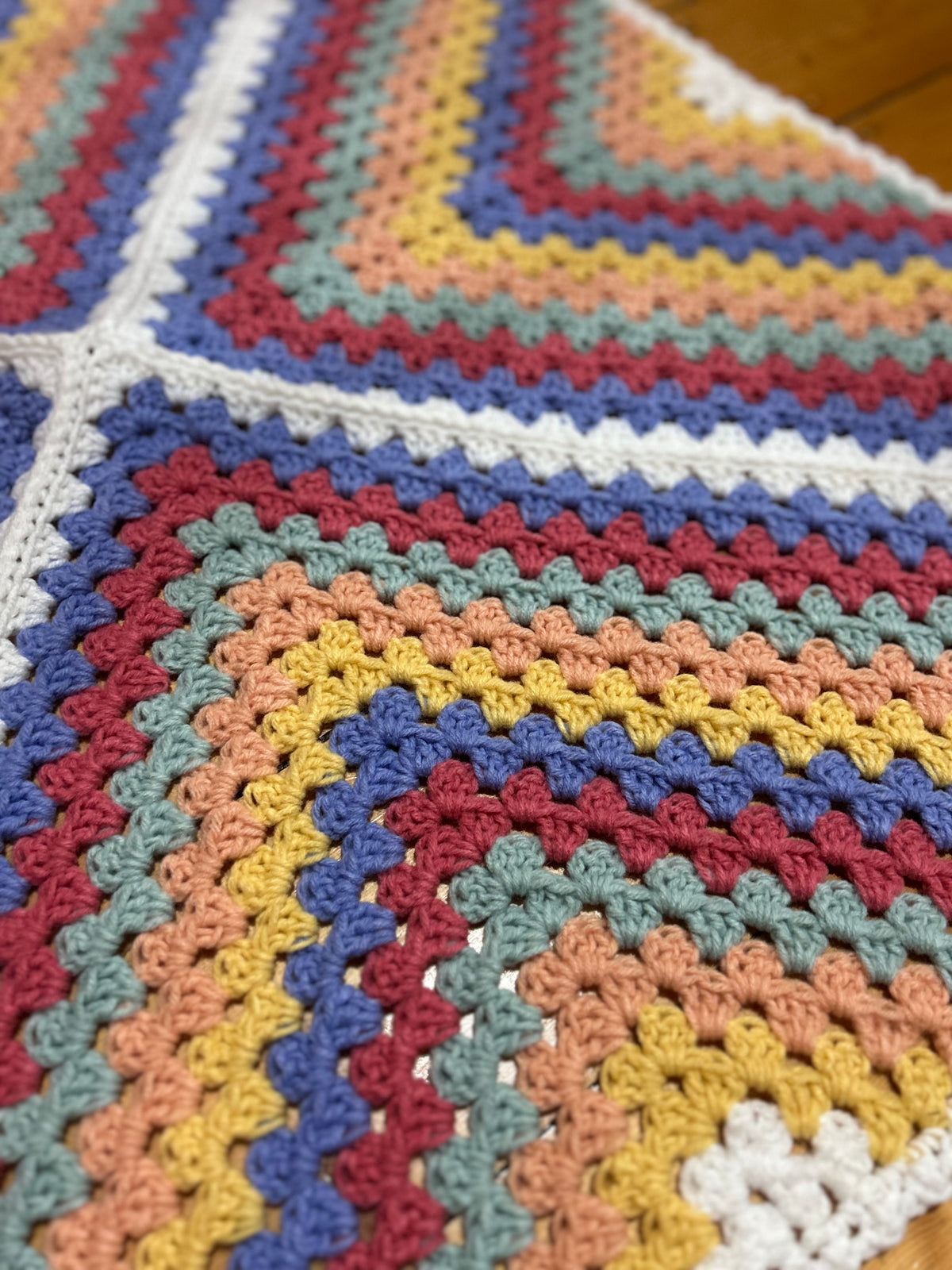 Daphne Afghan Crochet Baby Blanket - Rainbow (purple centre)