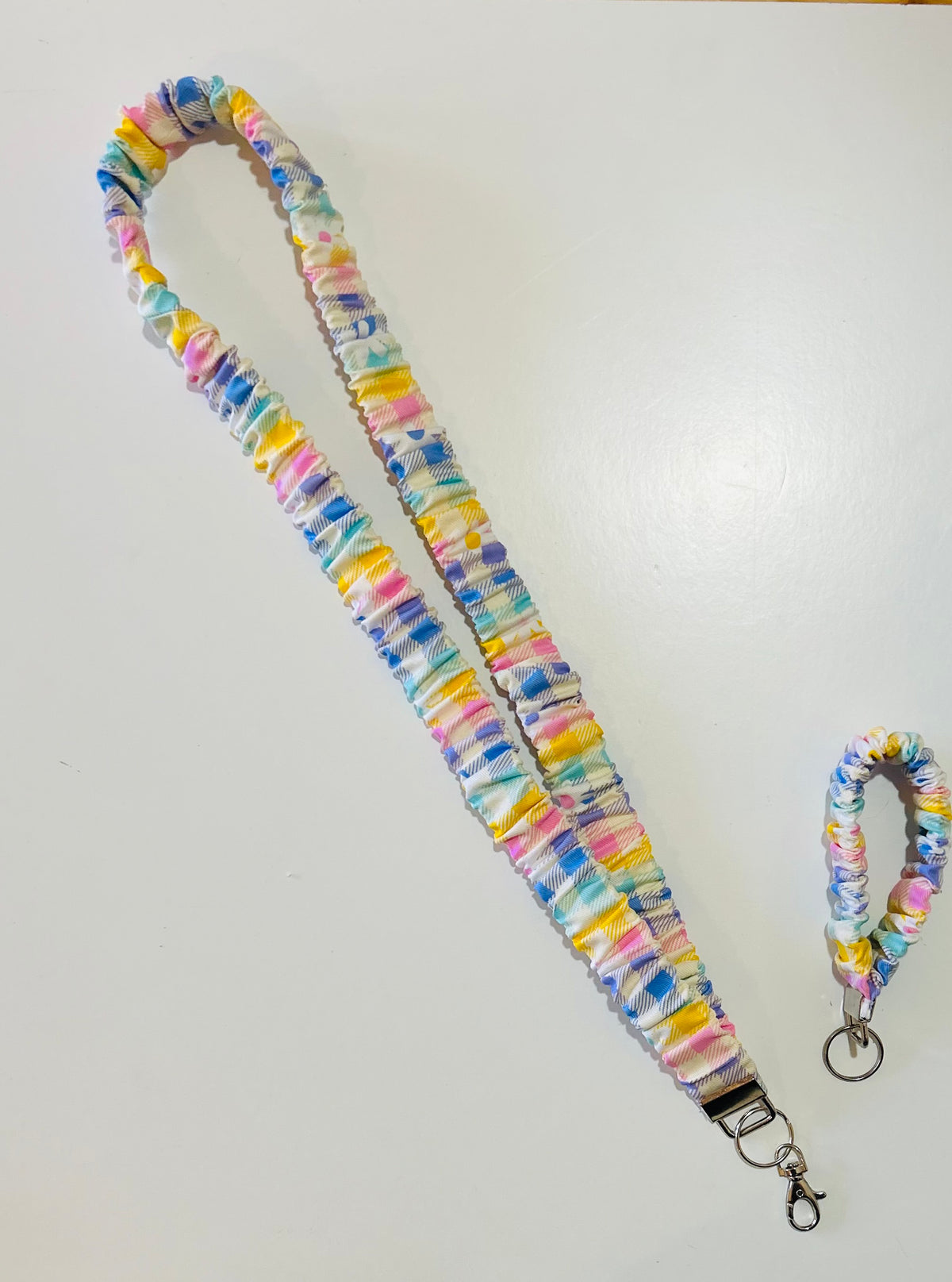 Flower Rainbow Scrunchie Lanyard/Keychain