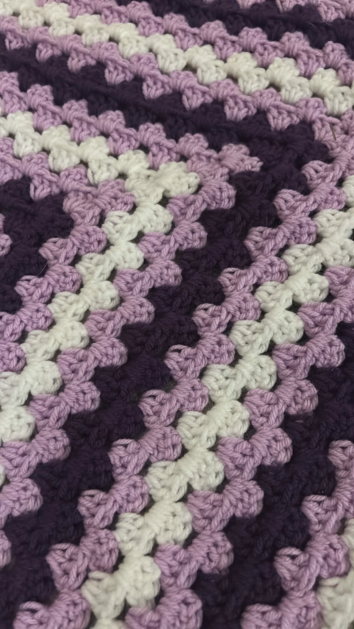 Daphne Afghan Crochet Baby Blanket - Purple and White