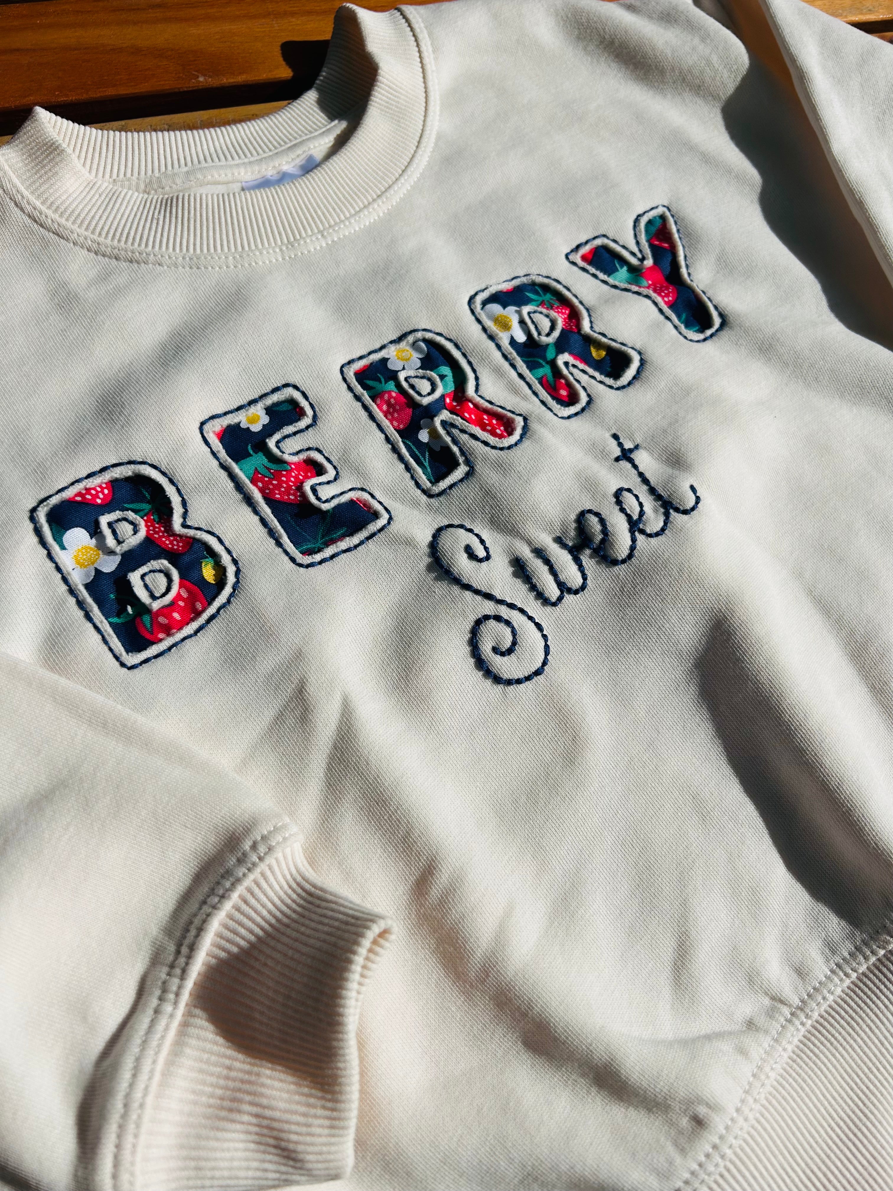 Girls Navy BERRY SWEET Embroidered Jumper