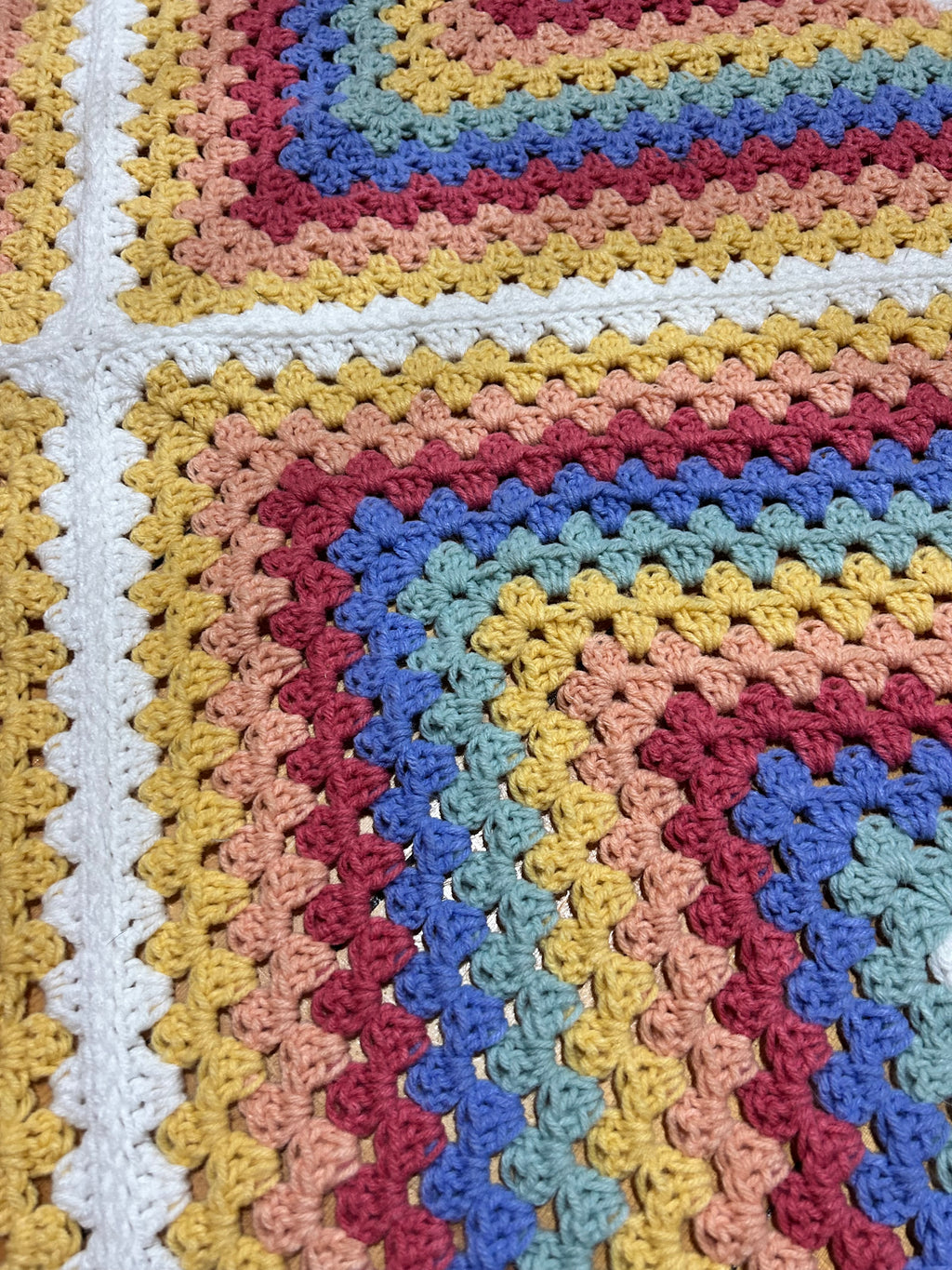 Daphne Afghan Crochet Baby Blanket - Rainbow (Yellow centre)