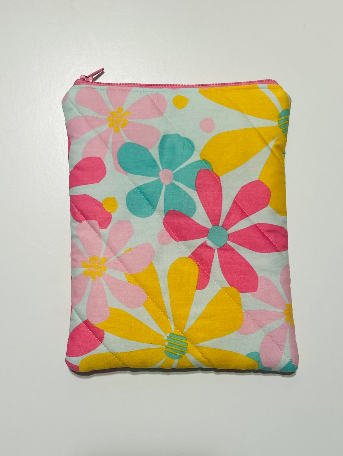 Happy Flower | Handmade Padded E-Reader Sleeve with Zip | Kindle & Kobo Case