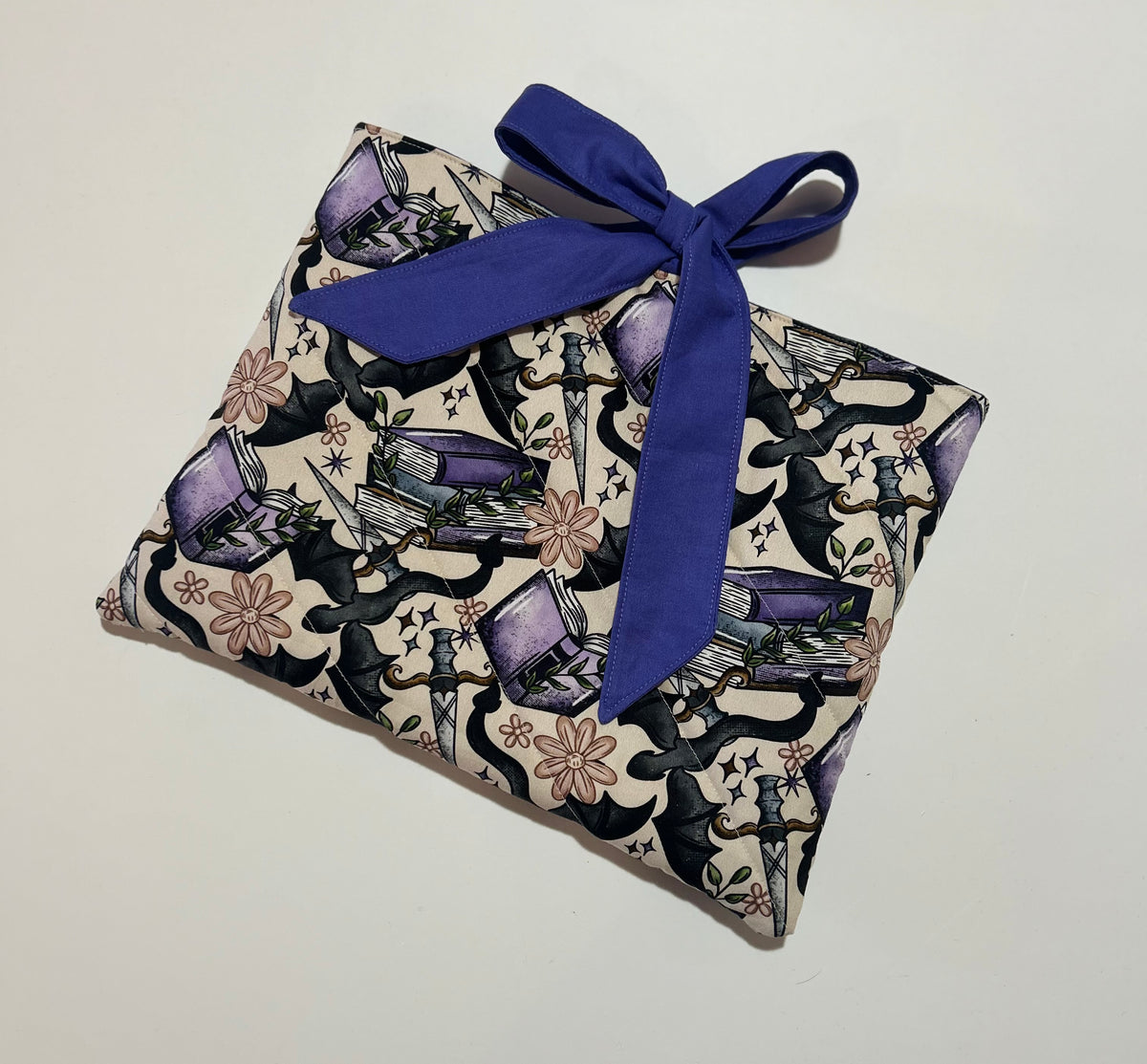 Fantasy Books and Dragons Book/Ipad Sleeve with Purple Lining and Ties