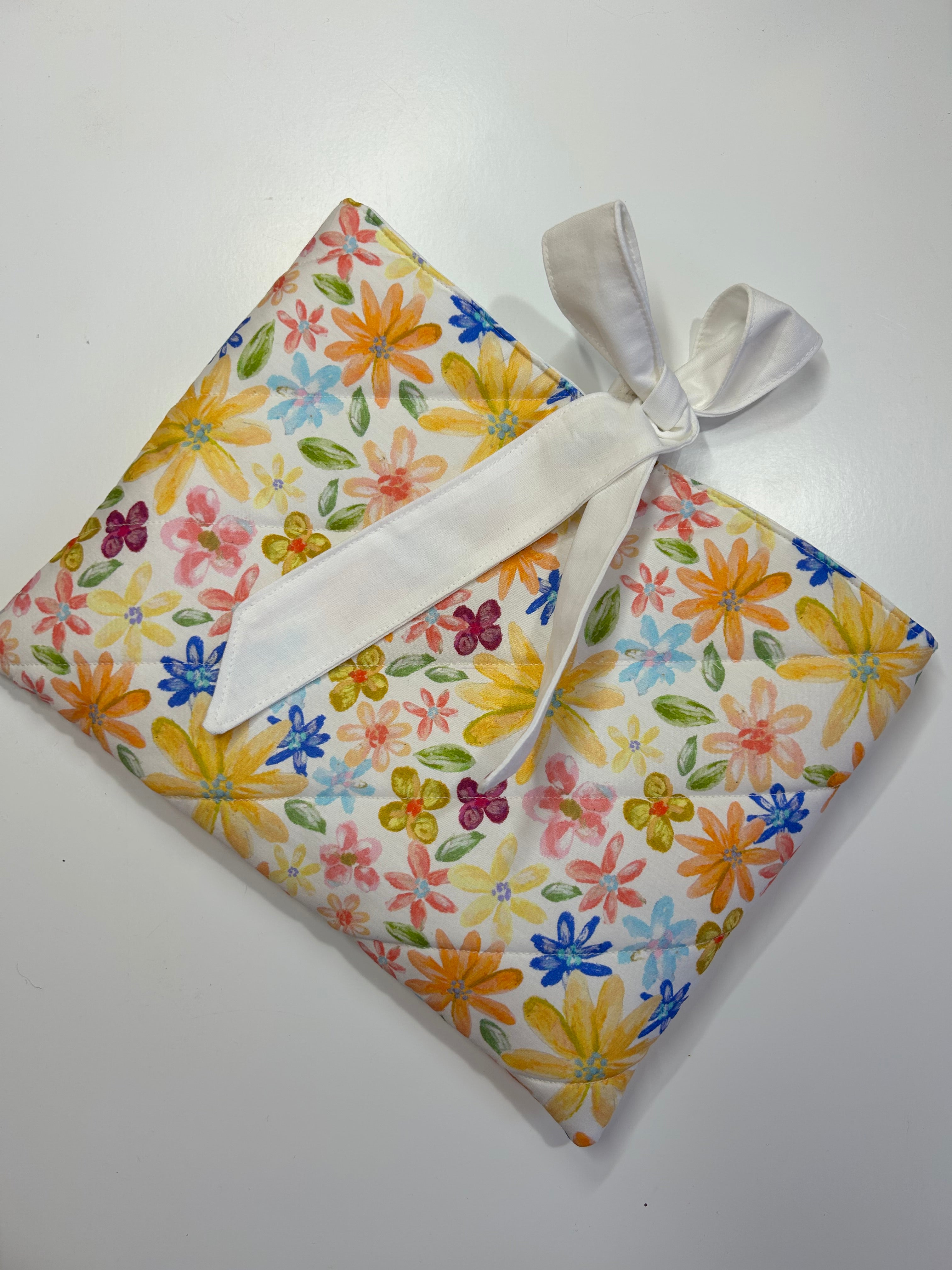 Flower Garden Book/Ipad Sleeve with White Lining and Ties