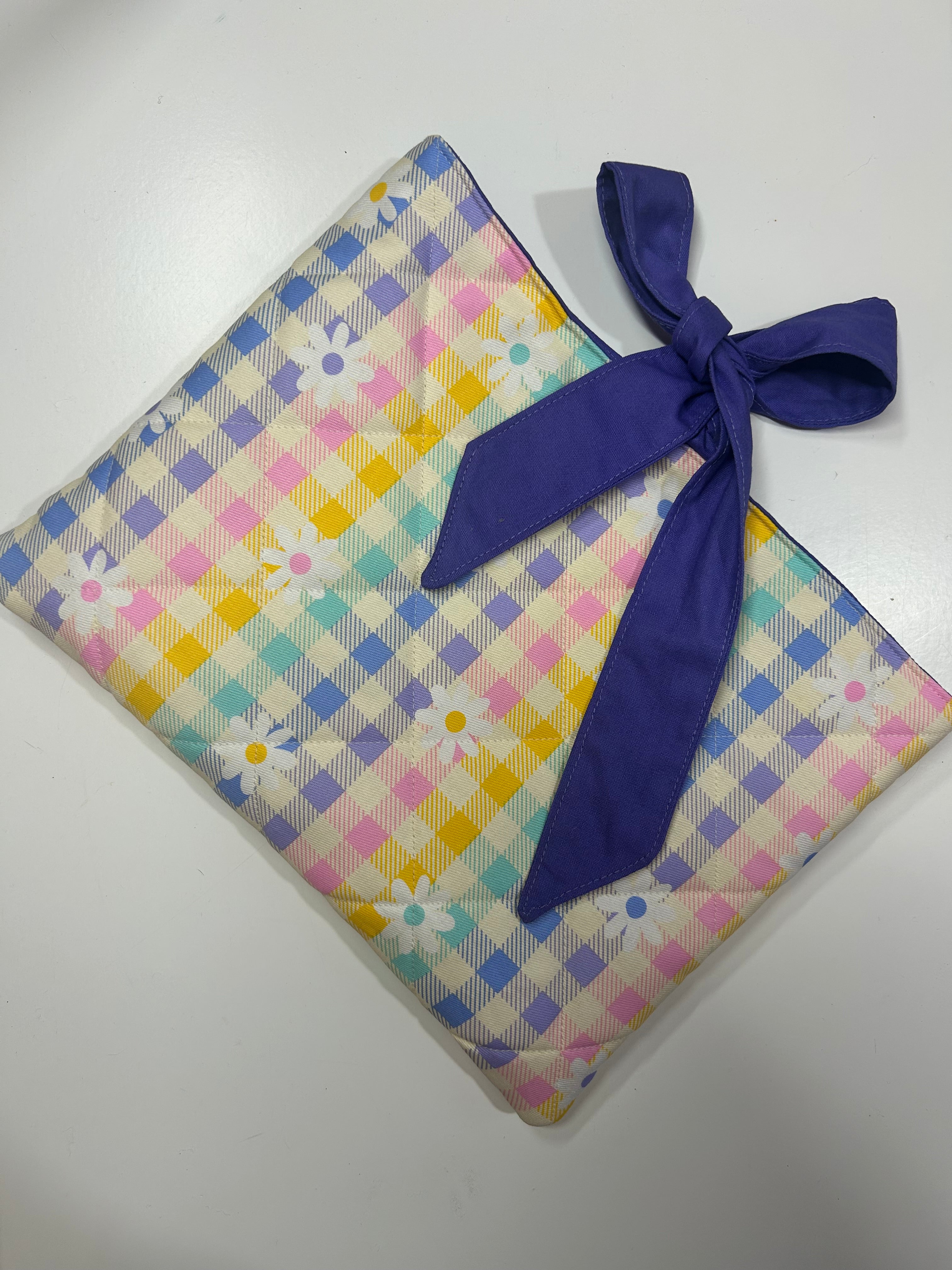 Flower Rainbow Book/Ipad Sleeve with Purple Lining and Ties