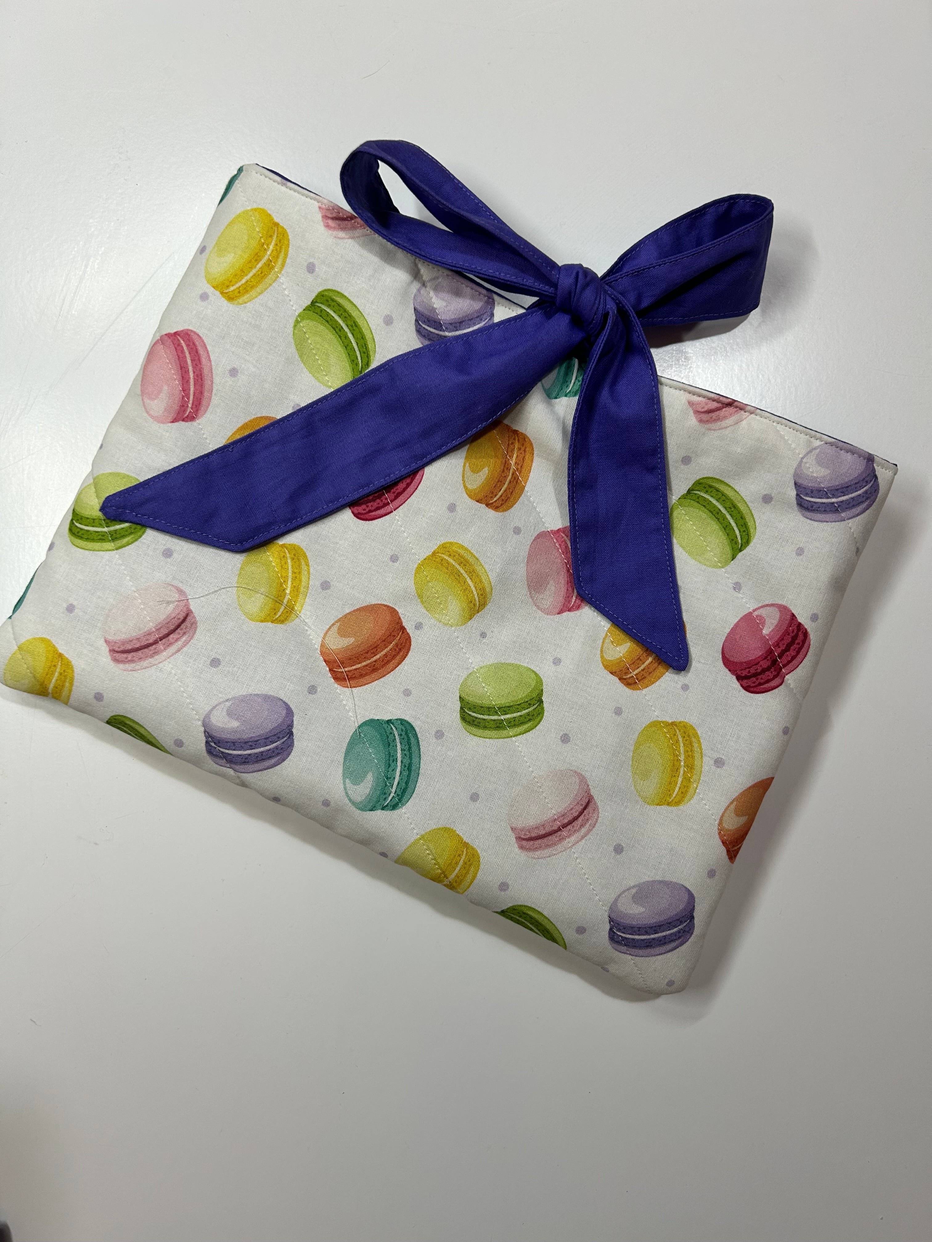Macaroons Book/Ipad Sleeve with Purple Lining and Ties