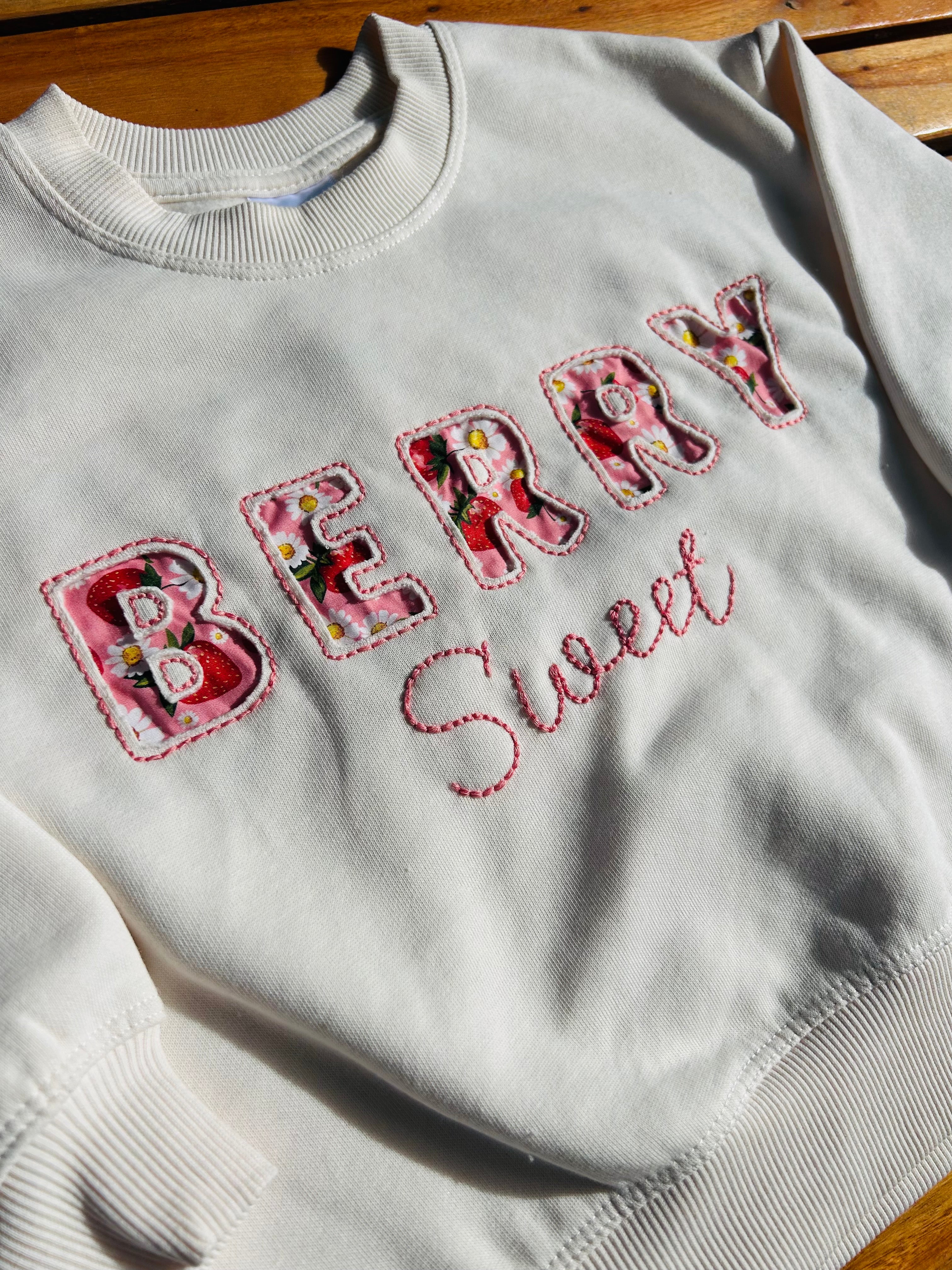 Girls Pink BERRY SWEET Embroidered Jumper