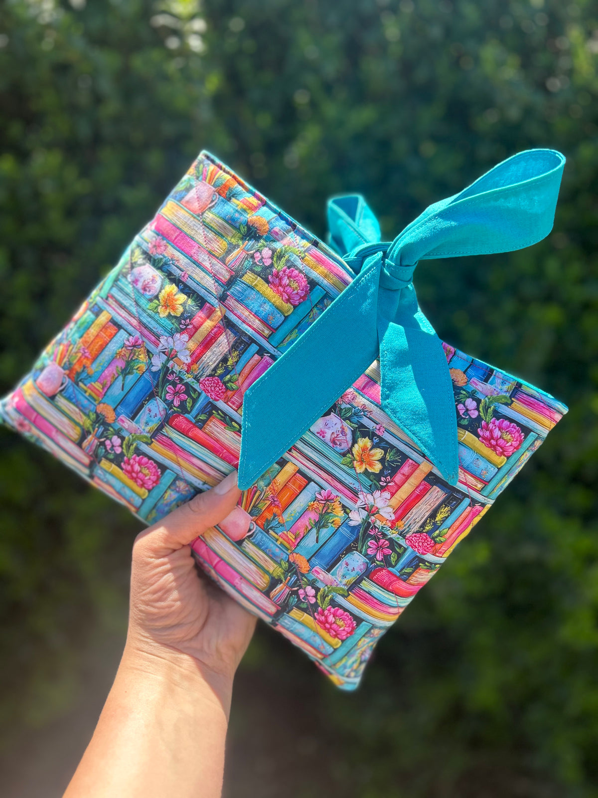 Old Books - Book/Ipad Sleeve with Teal Lining and Ties