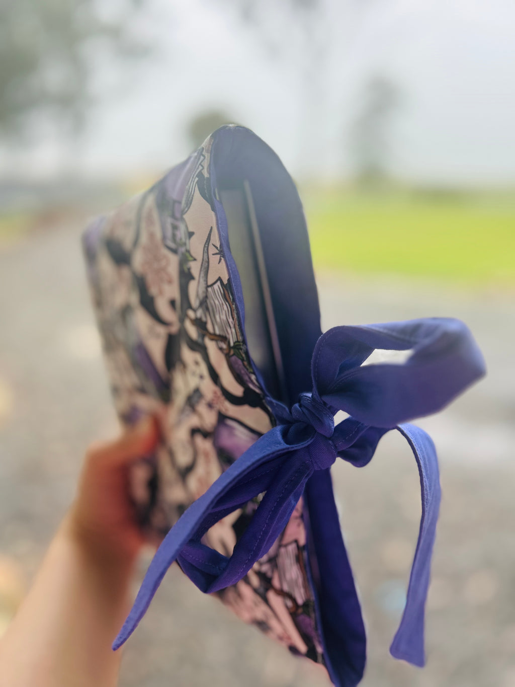 Fantasy Books and Dragons Book/Ipad Sleeve with Purple Lining and Ties