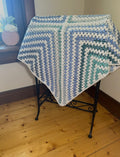 Daphne Afghan Crochet Baby Blanket - Blue and White