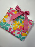 Happy Flower Book/Ipad Sleeve with Pink Lining and Ties