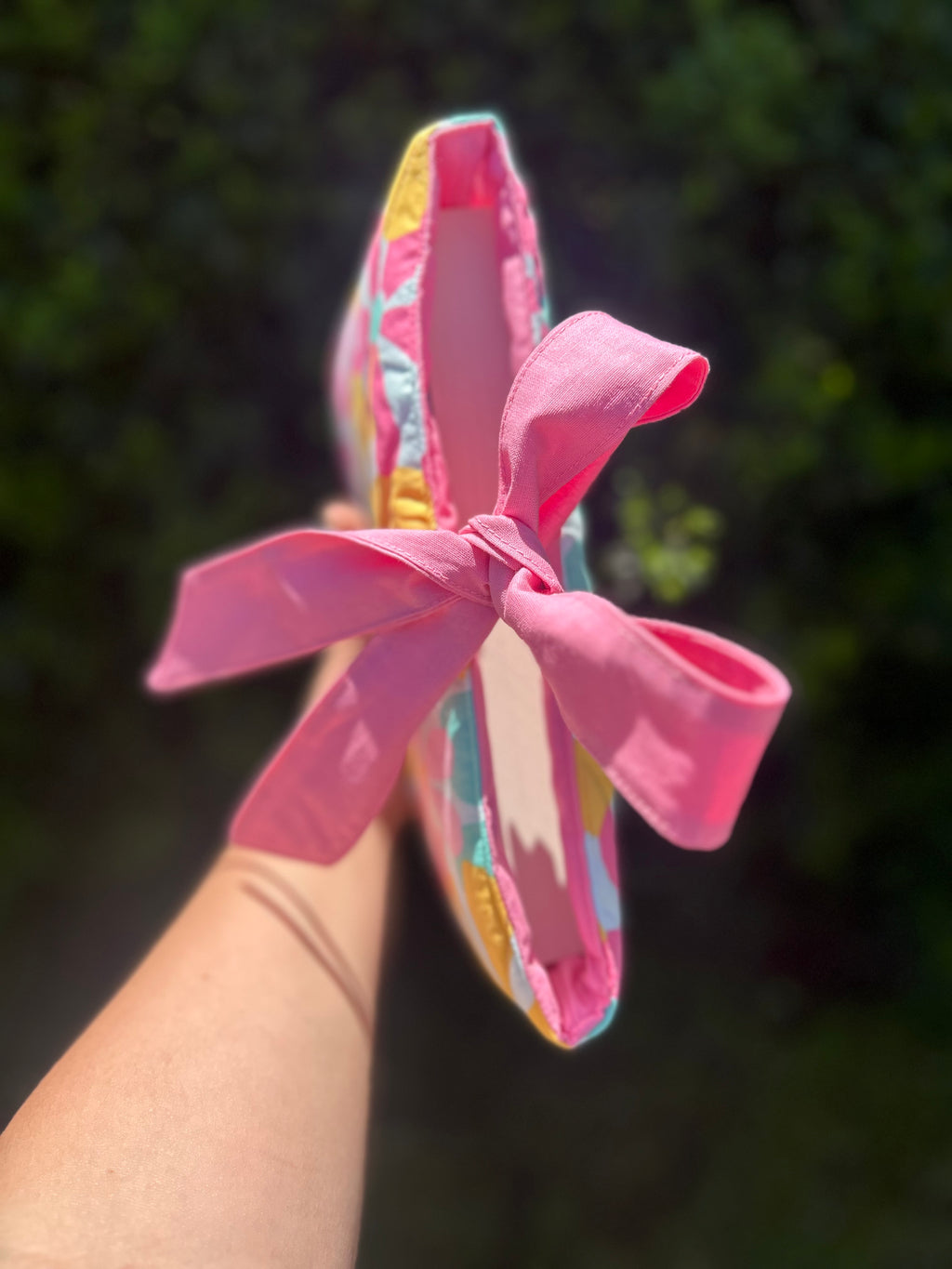Happy Flower Book/Ipad Sleeve with Pink Lining and Ties