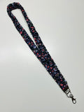 Black with Flowers Scrunchie Lanyard/Keychain