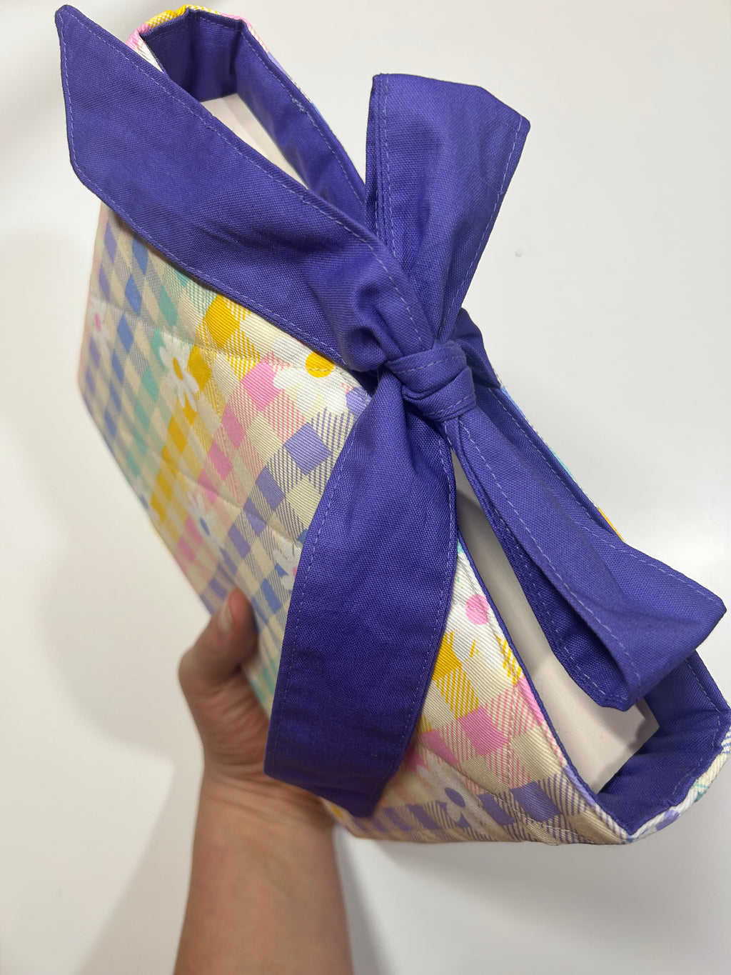 Flower Rainbow Book/Ipad Sleeve with Purple Lining and Ties