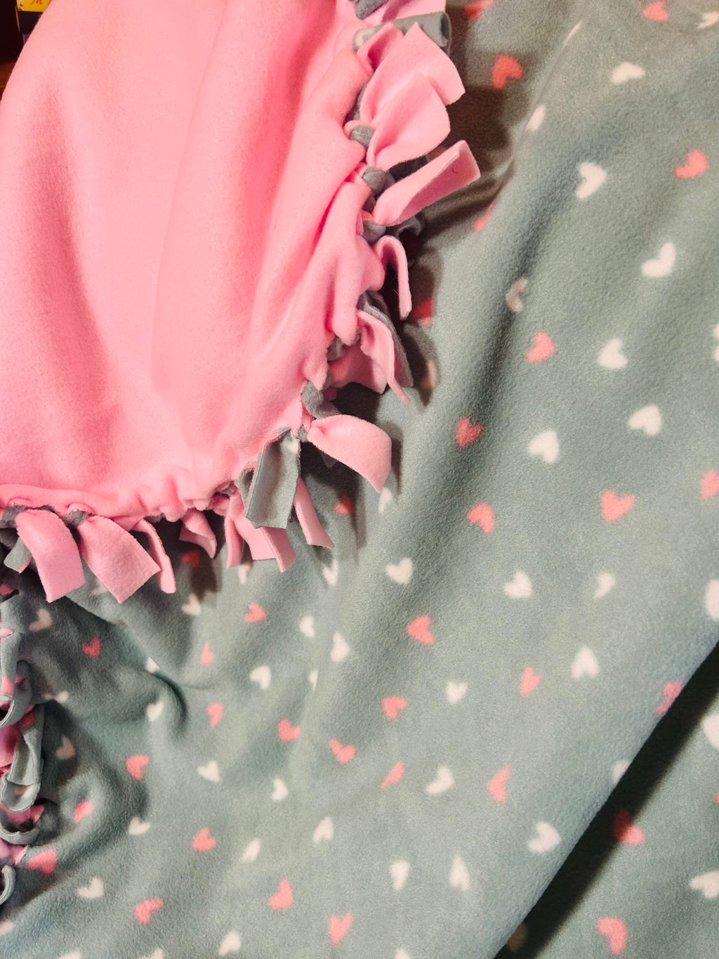 Heart handmade fleece tie blanket