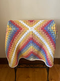 Daphne Afghan Crochet Baby Blanket - Rainbow (Yellow centre)