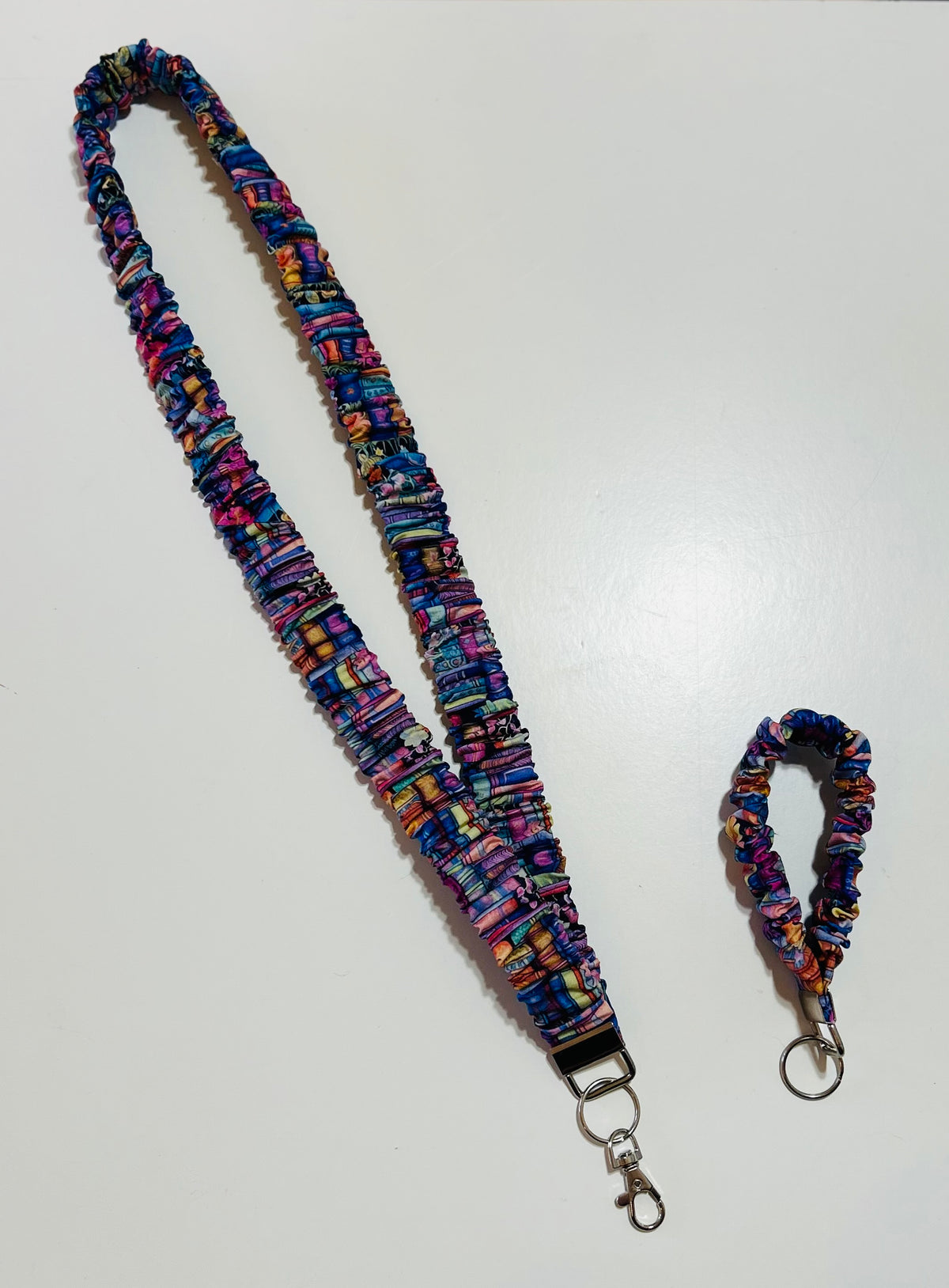 Purple Books Scrunchie Lanyard/Keychain