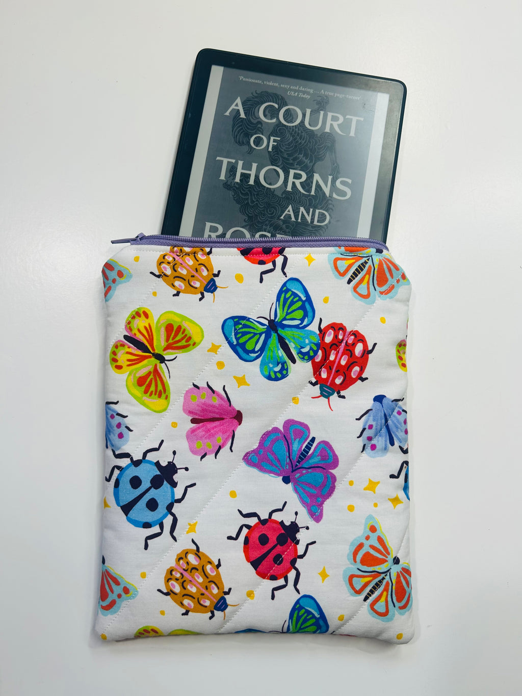 Bugs | Handmade Padded E-Reader Sleeve with Zip | Kindle & Kobo Case
