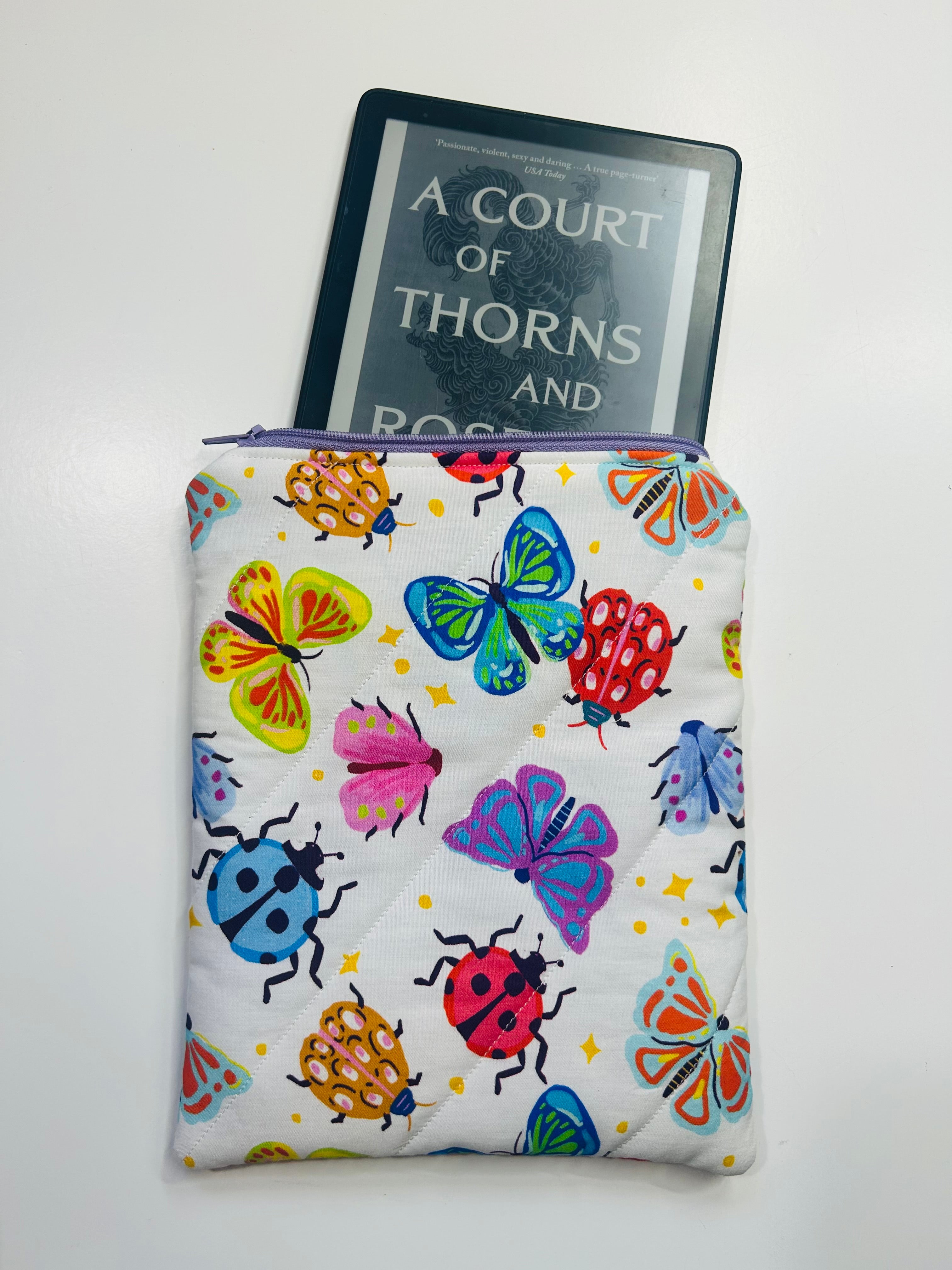 Bugs | Handmade Padded E-Reader Sleeve with Zip | Kindle & Kobo Case