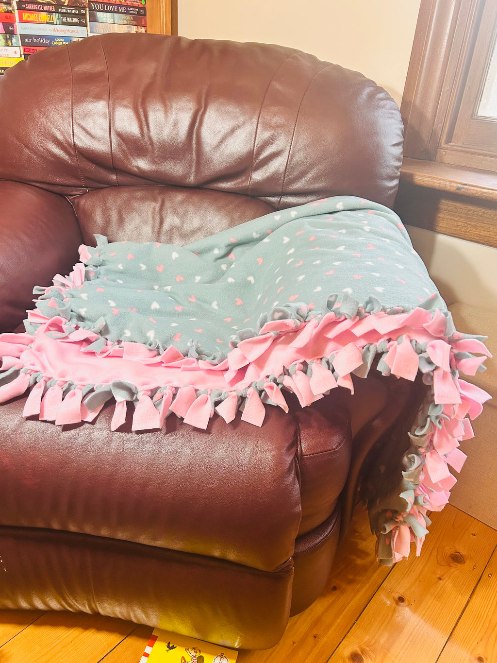 Heart handmade fleece tie blanket
