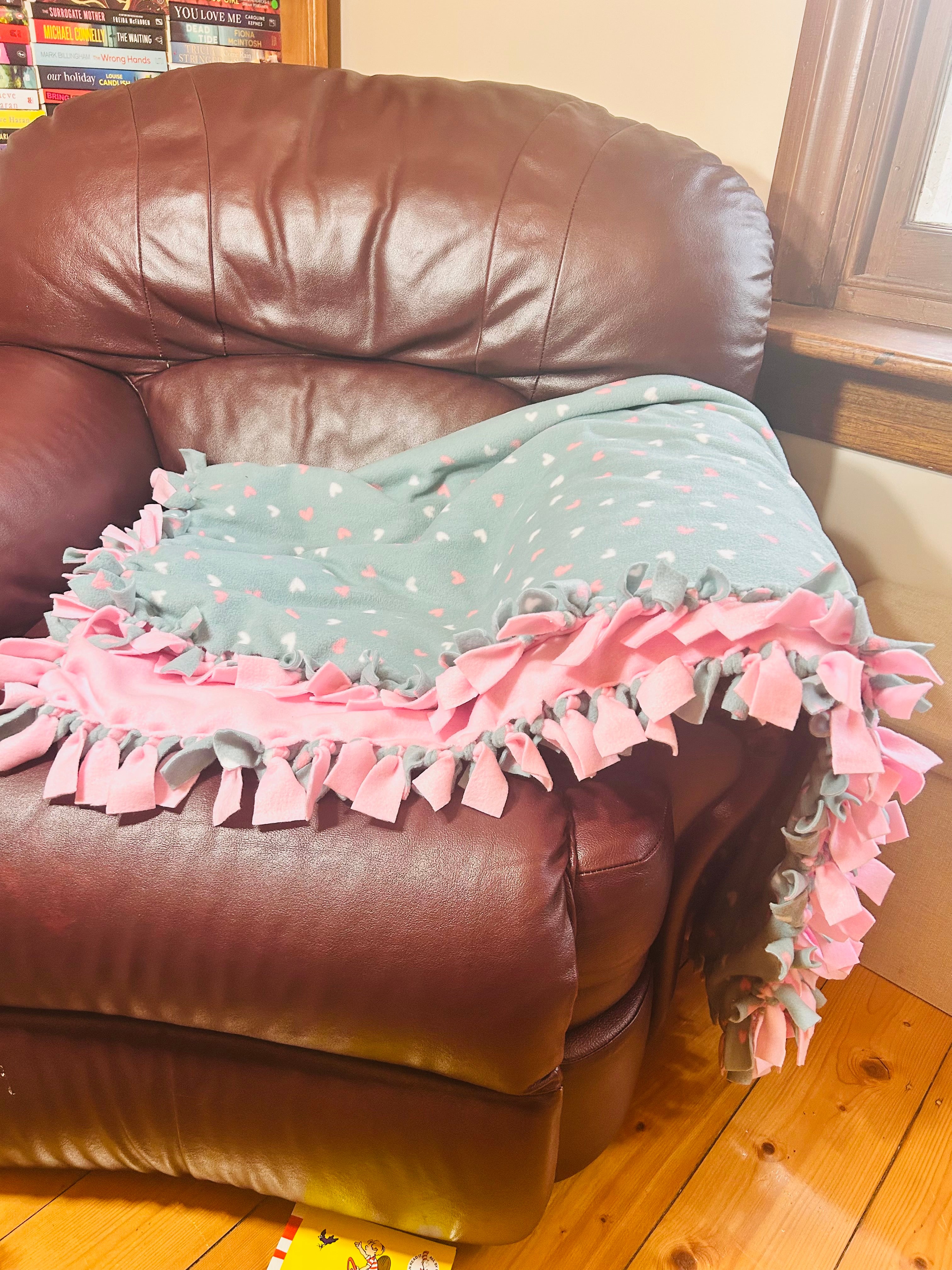 Heart handmade fleece tie blanket