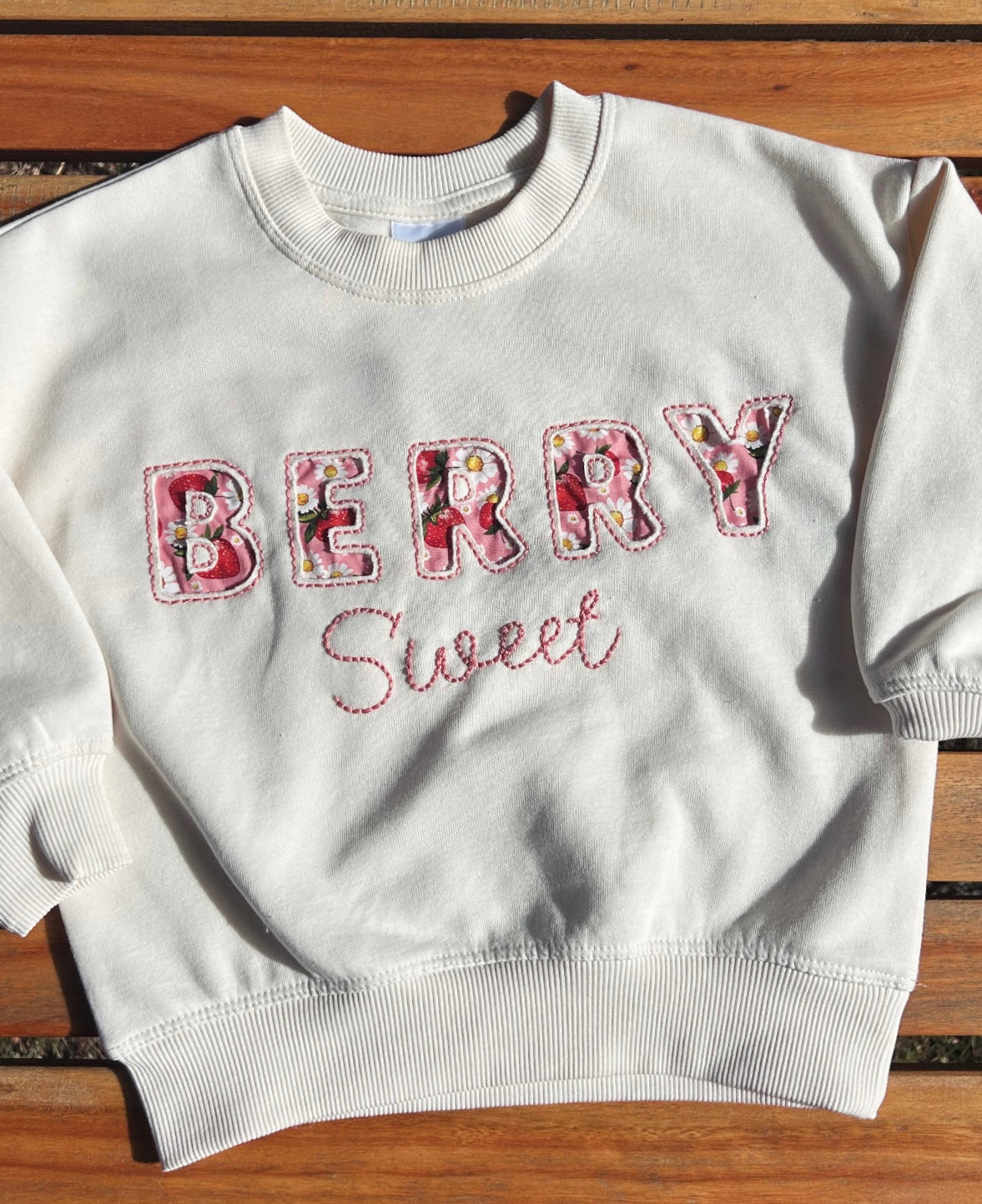 Girls Pink BERRY SWEET Embroidered Jumper