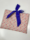 Pink and Purple Floral Book/Ipad Sleeve with Purple Lining and Ties