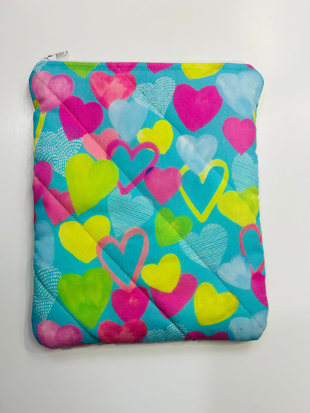 Hearts | Handmade Padded E-Reader Sleeve with Zip | Kindle & Kobo Case
