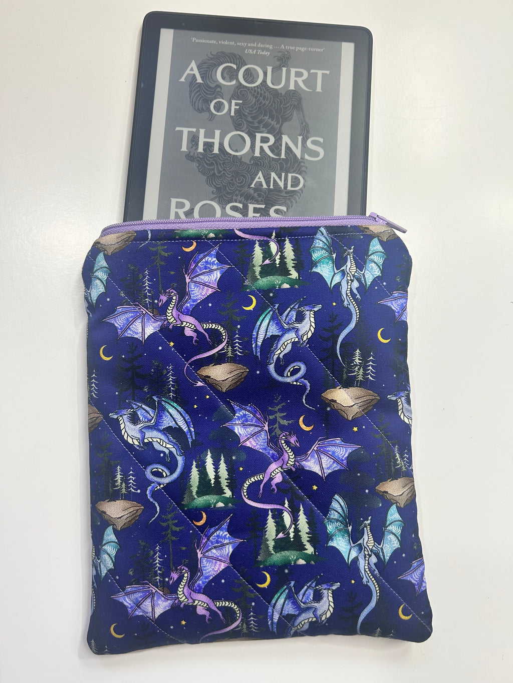 Fantasy Dragons | Handmade Padded E-Reader Sleeve with Zip | Kindle & Kobo Case