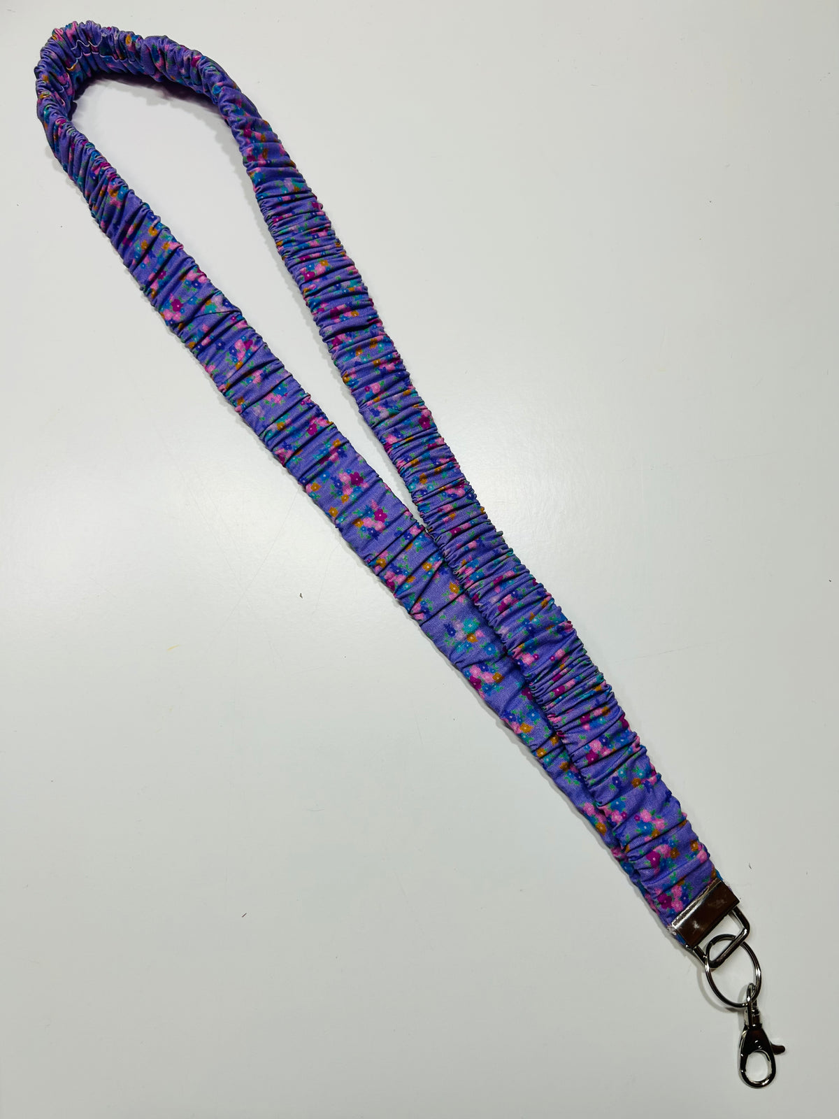 Purple Flowers Scrunchie Lanyard/Keychain