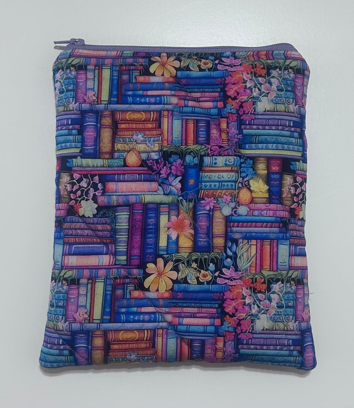 Purple Books | Handmade Padded E-Reader Sleeve with Zip | Kindle & Kobo Case