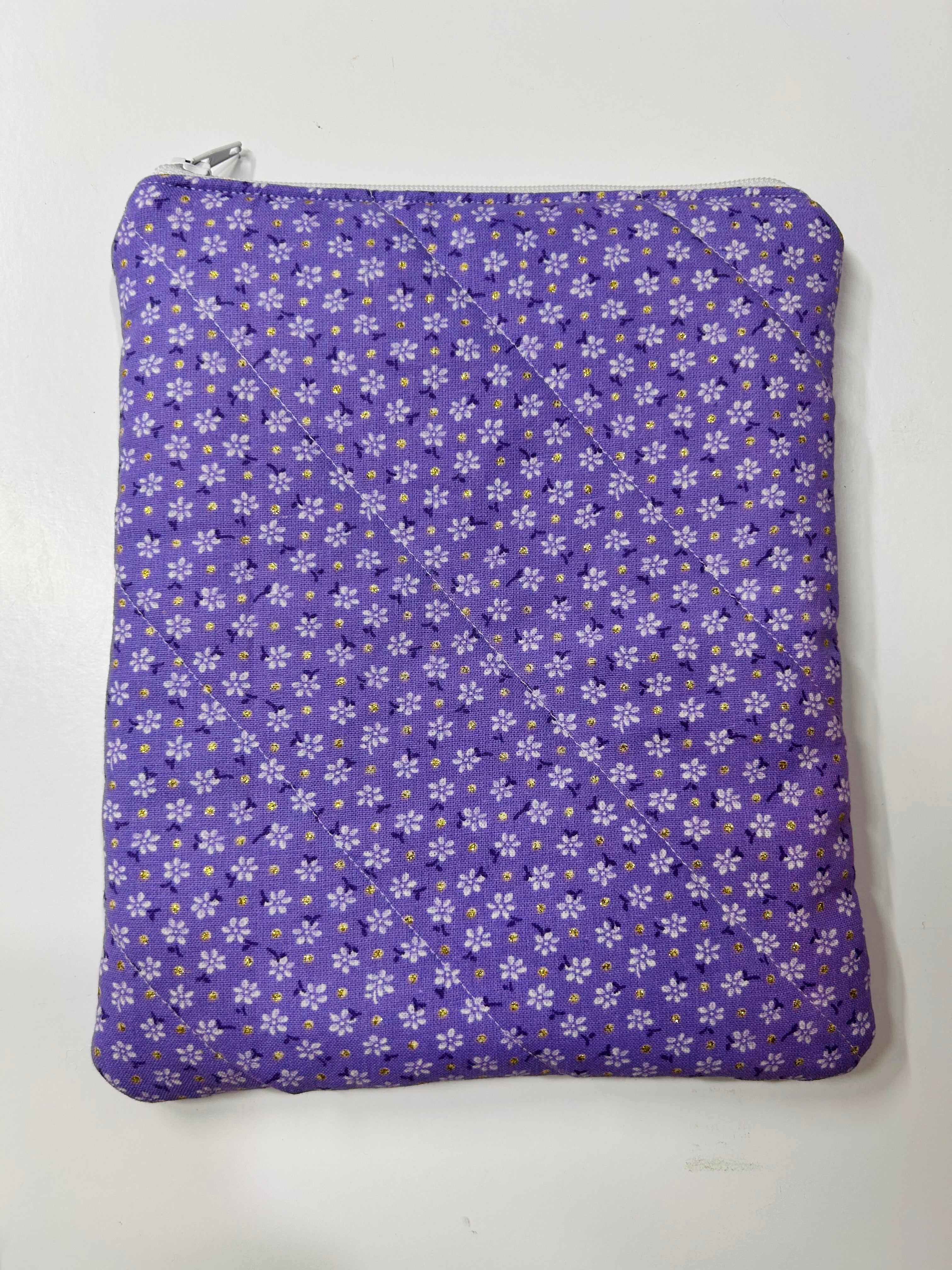 Purple Flower | Handmade Padded E-Reader Sleeve with Zip | Kindle & Kobo Case