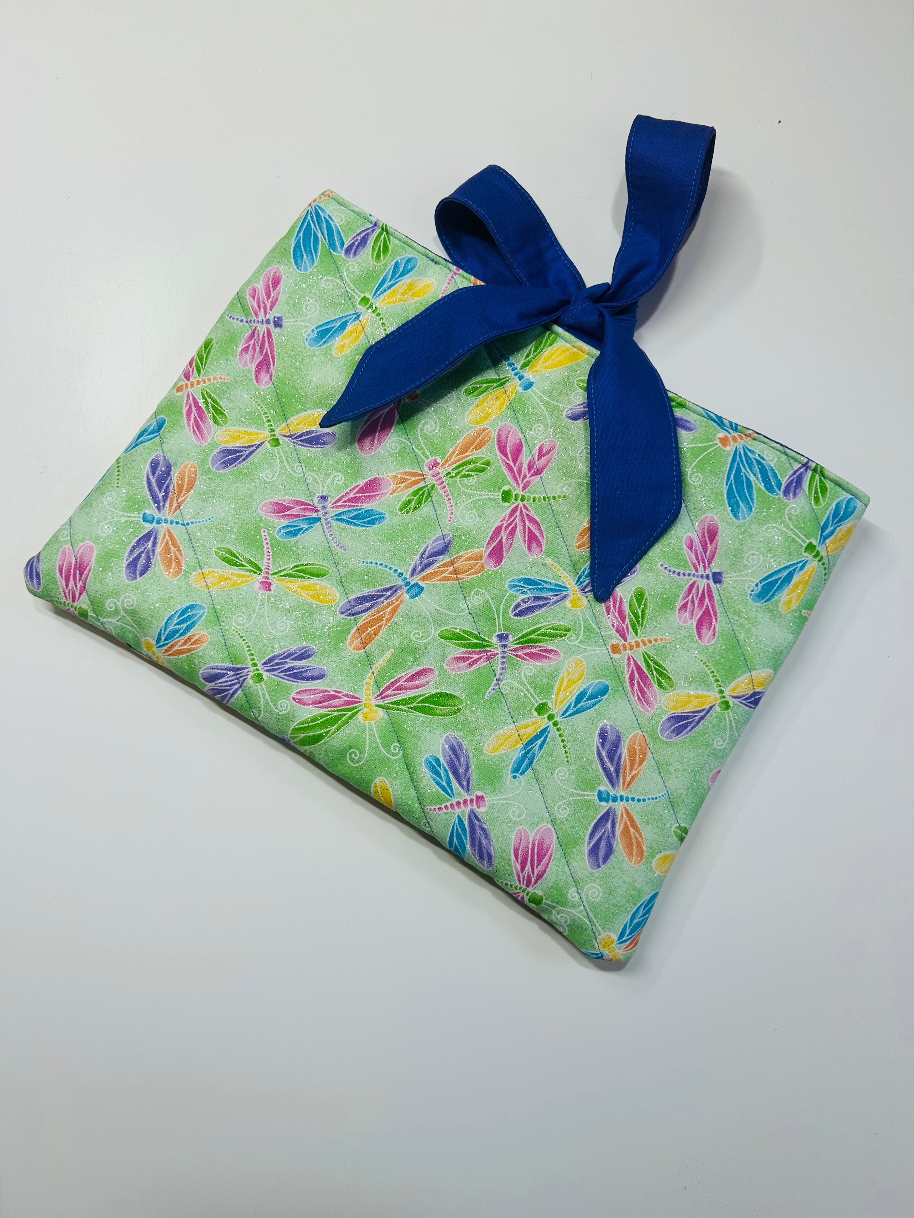 Dragonfly Book/Ipad Sleeve with Purple Lining and Ties