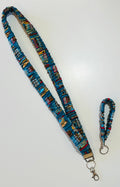 Teal Books Leopard Print Scrunchie Lanyard/Keychain