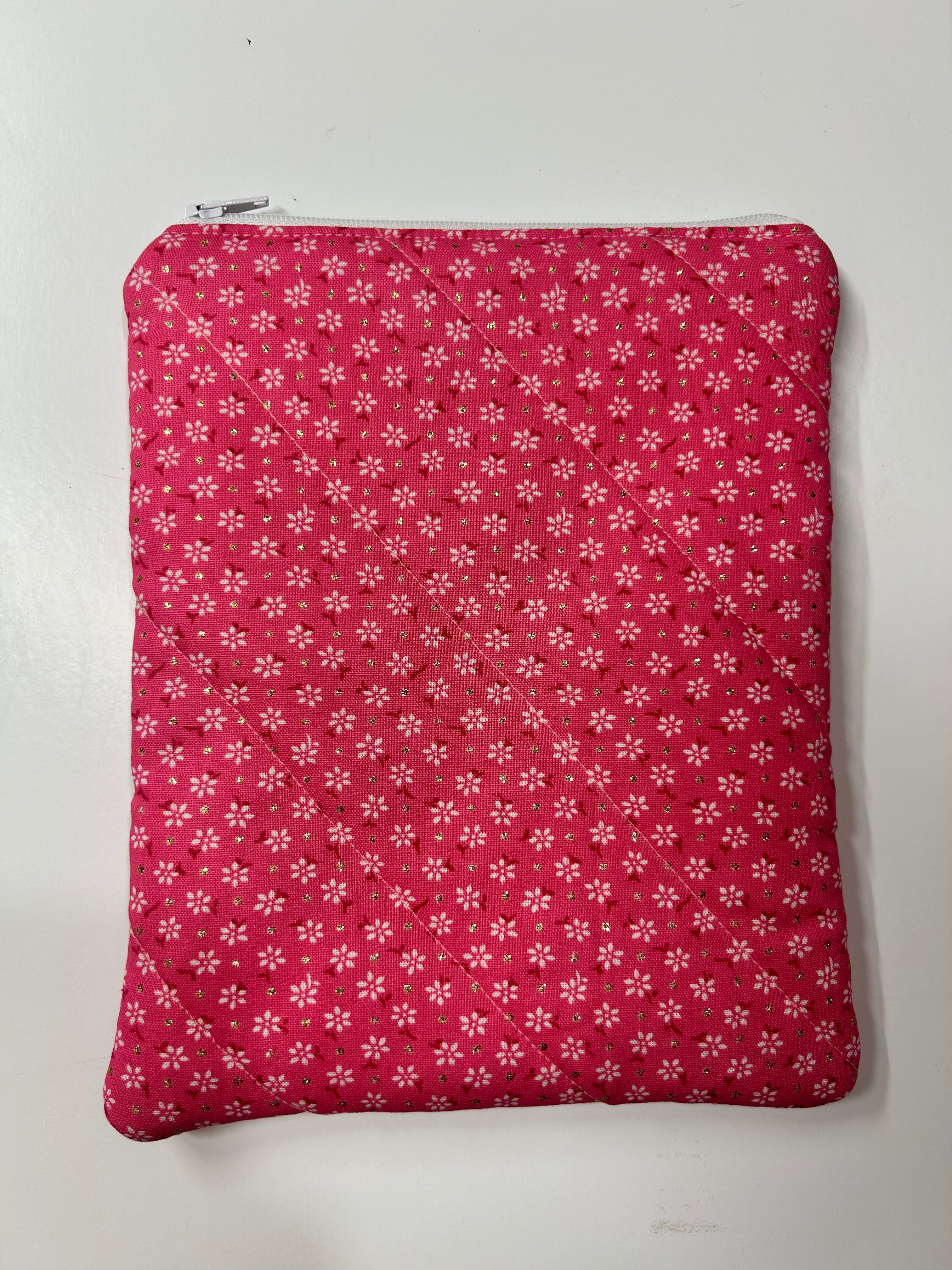 Pink Flower | Handmade Padded E-Reader Sleeve with Zip | Kindle & Kobo Case