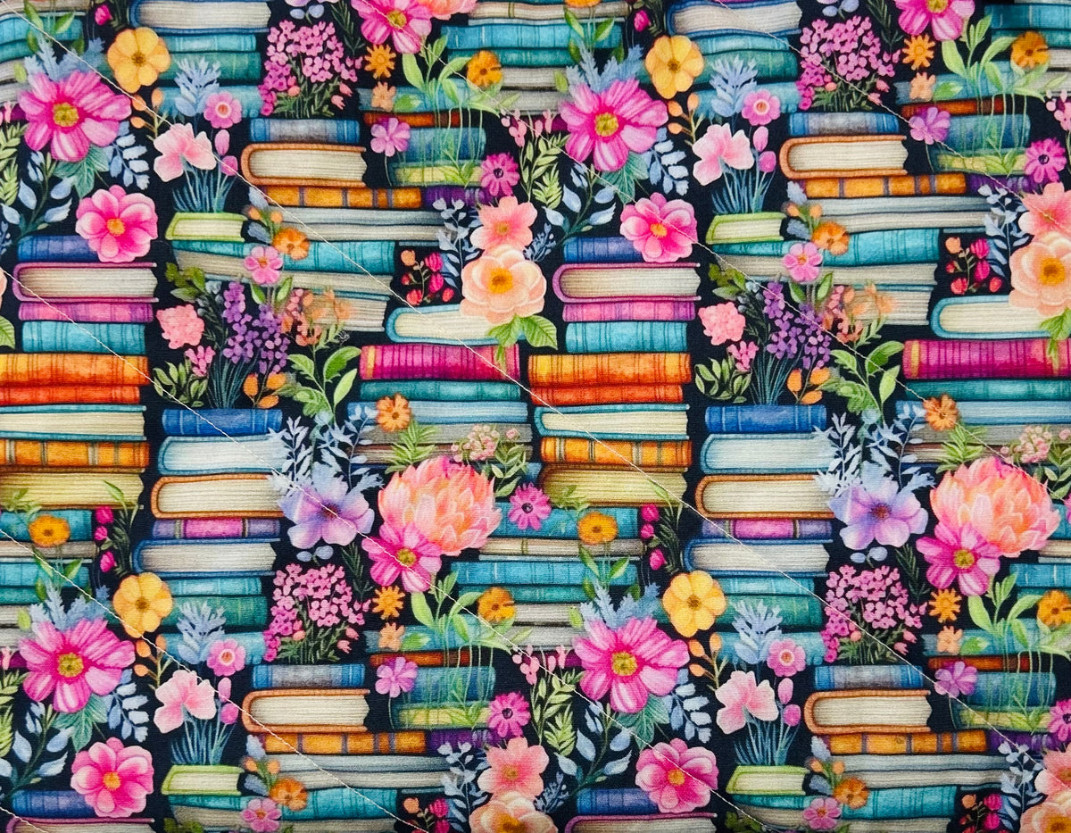 Flowers and Books Scrunchie Lanyard/Keychain