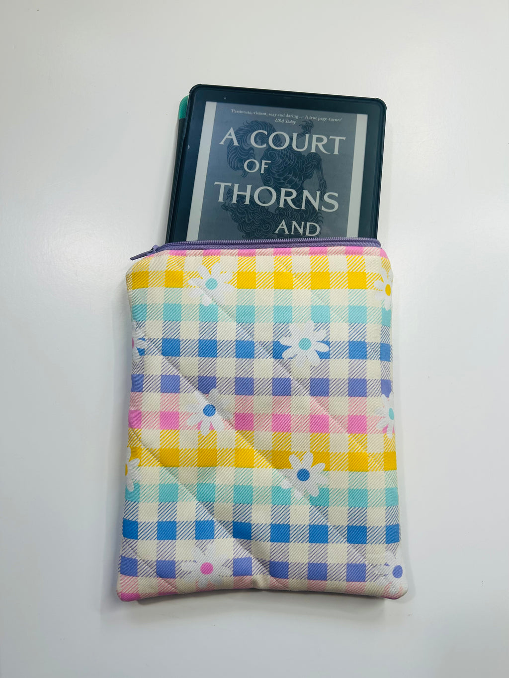 Flower Rainbow | Handmade Padded E-Reader Sleeve with Zip | Kindle & Kobo Case