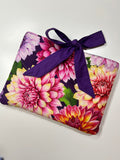 Purple Floral Book/Ipad Sleeve with Purple Lining and Ties