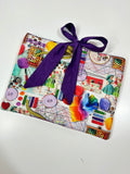 Bright Sewing Book/Ipad Sleeve with Purple Lining and Ties