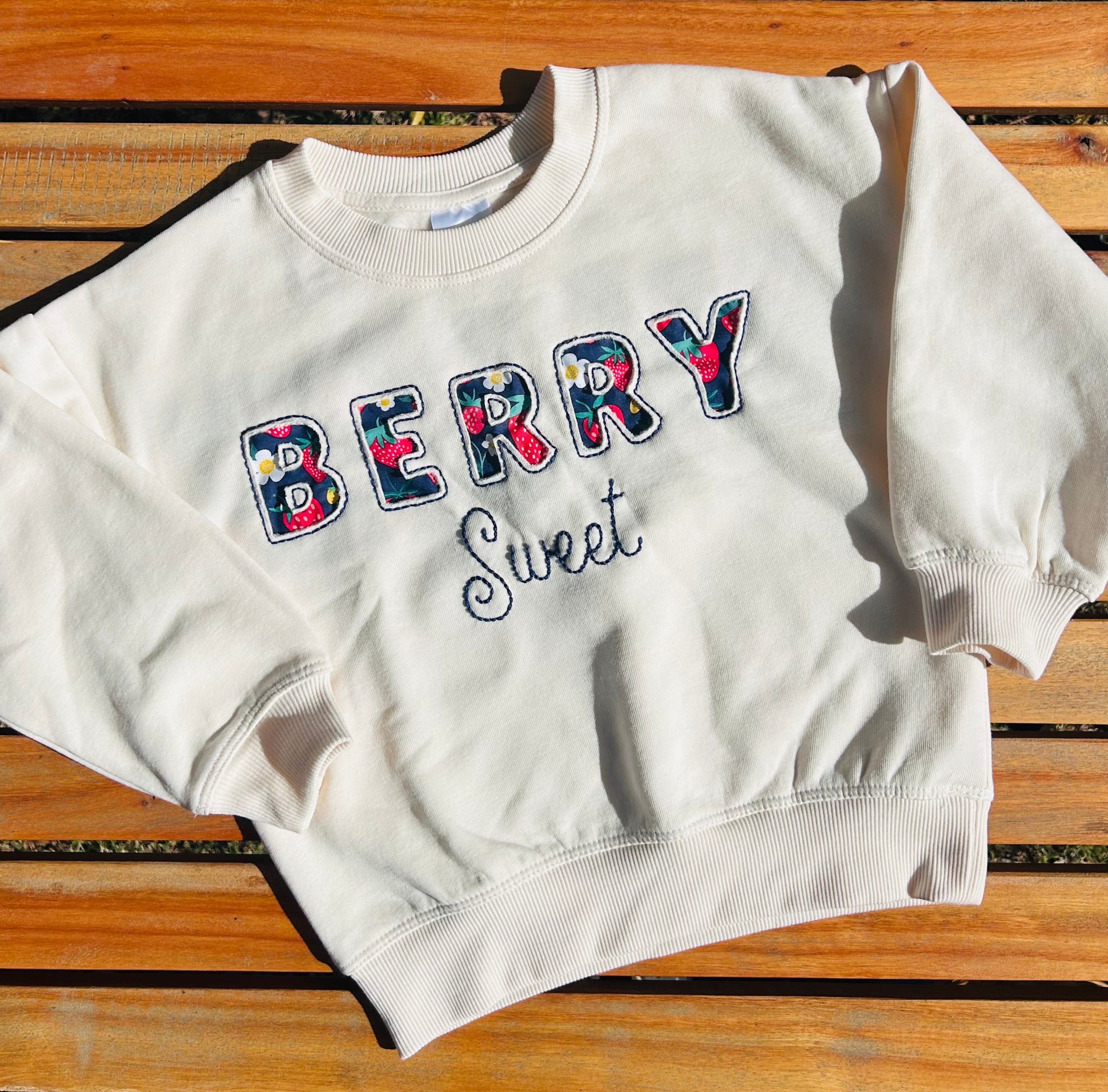 Girls Navy BERRY SWEET Embroidered Jumper
